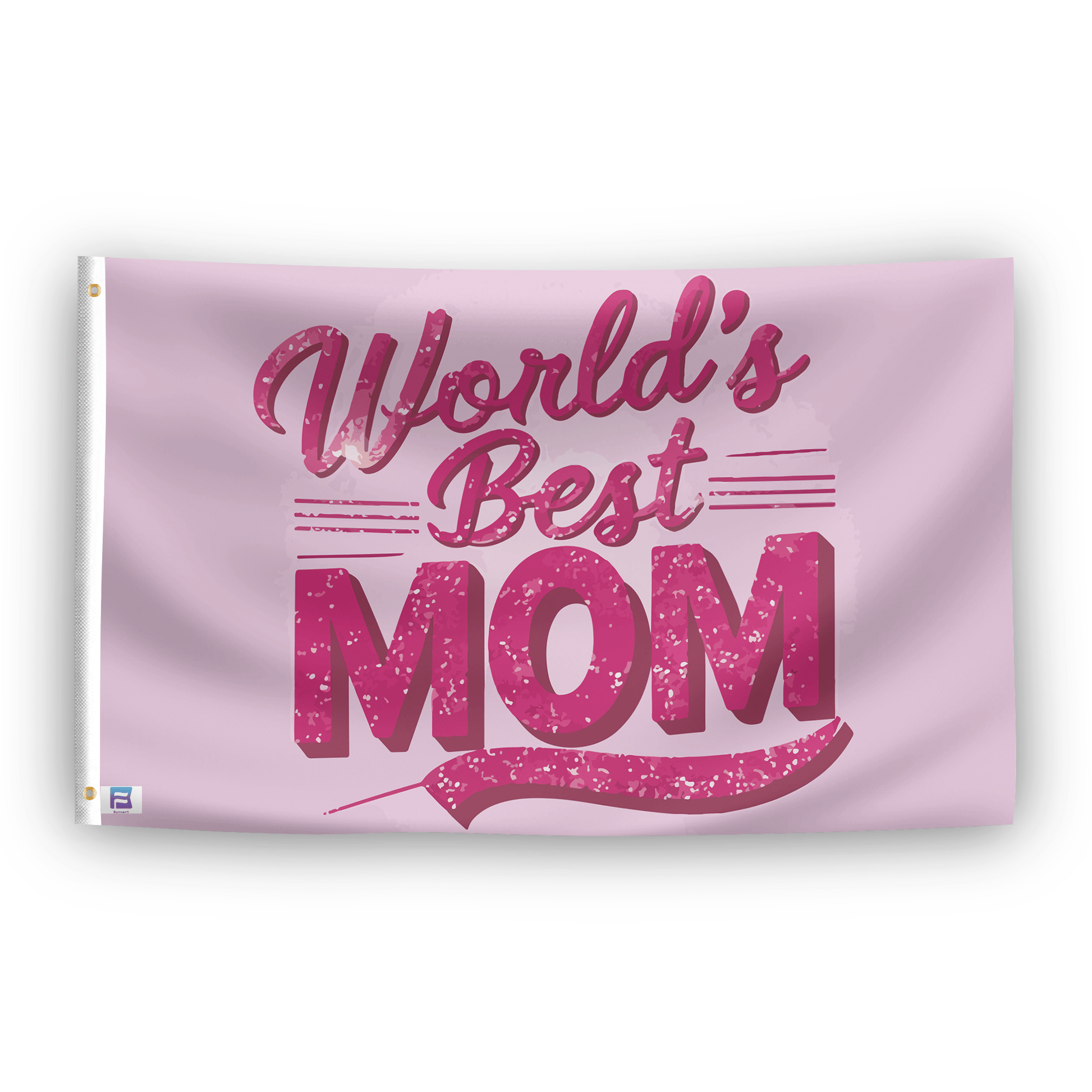 A flag with the saying "World's Best Mom", with a special occasion color scheme.