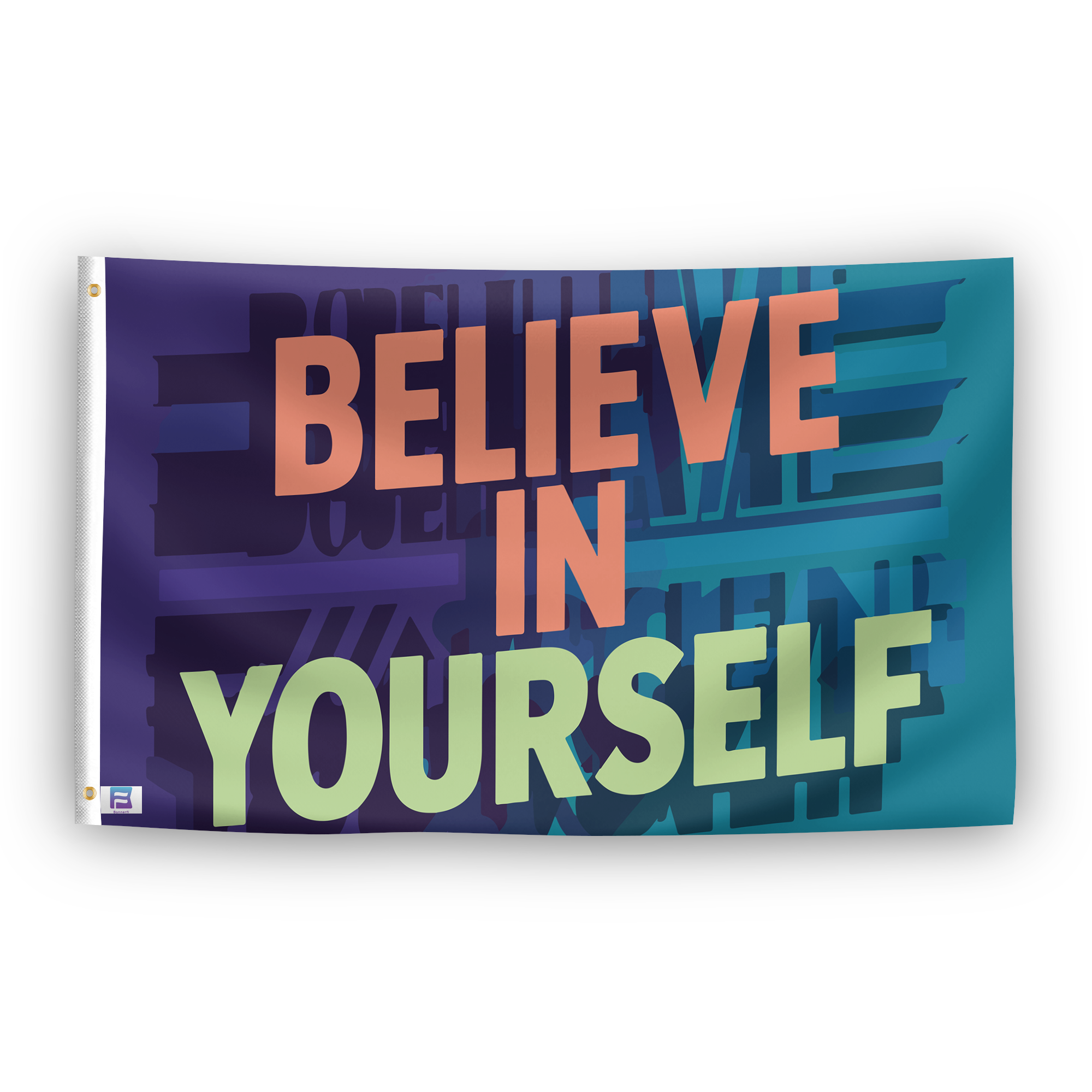 A flag with the saying "Believe In Yourself Motivational", with a special occasion color scheme.