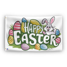 Load image into Gallery viewer, A flag with the saying &quot;Happy Easter&quot;, with a holiday themed color scheme.
