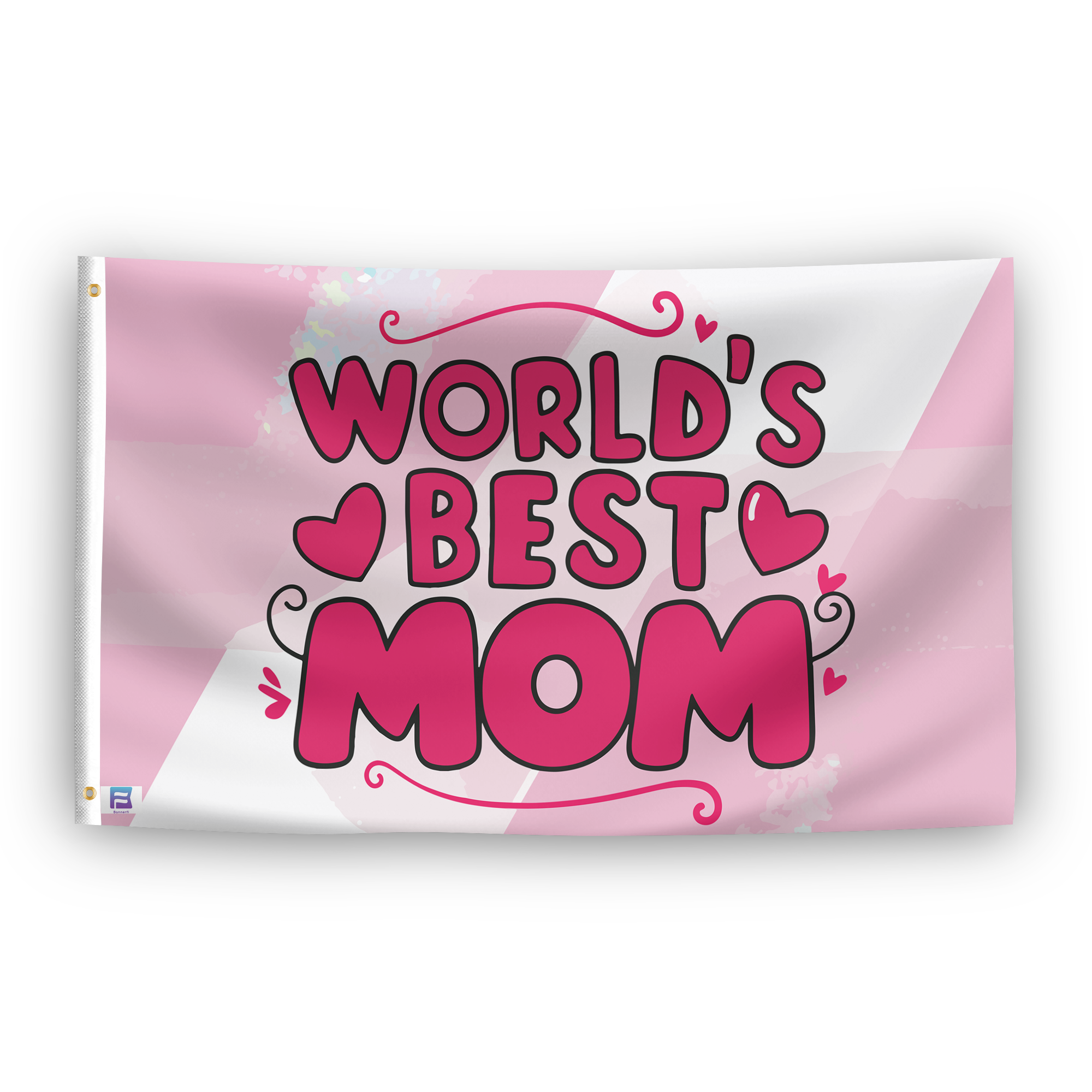 A flag with the saying "World's Best Mom Gift", with a special occasion color scheme.