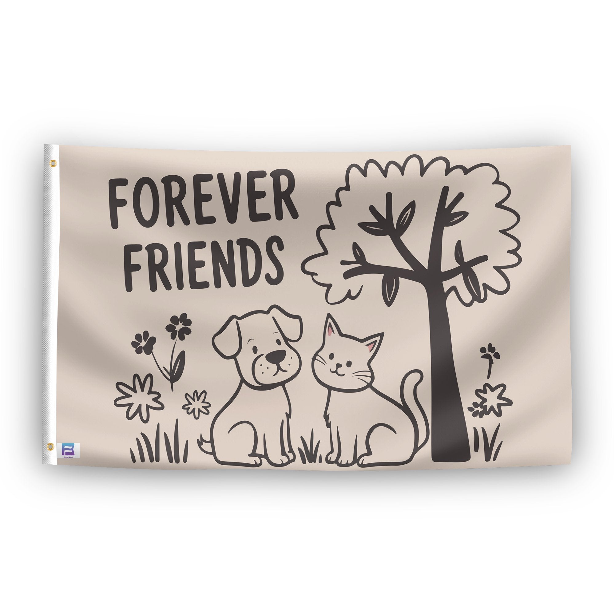 A flag with the saying "Forever Friends", with a special occasion color scheme.