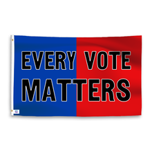 Load image into Gallery viewer, A dual-tone flag containing a political slogan, with a smooth royal blue and deep crimson texture. 
