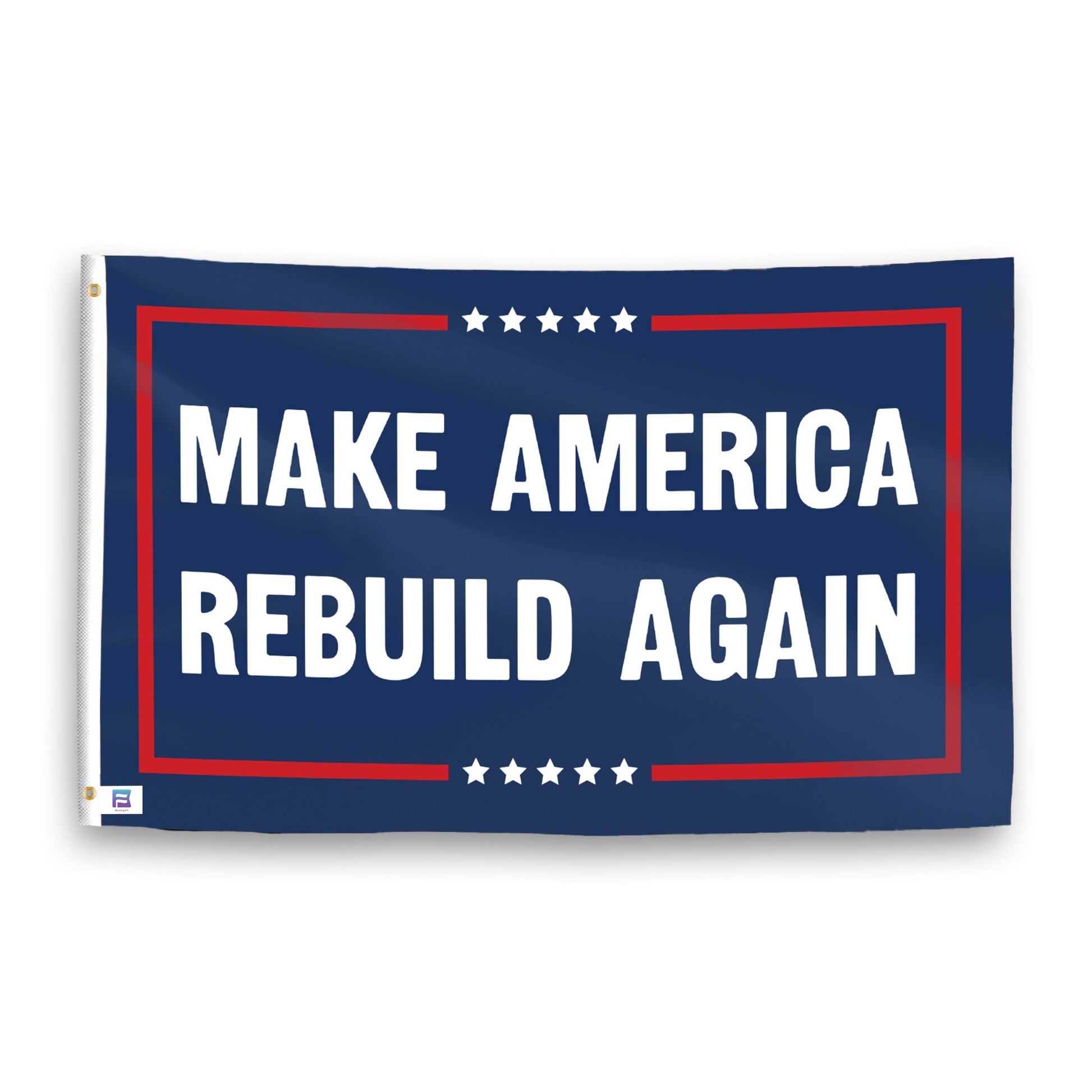 A political flag with the saying "https://www.dropbox.com/scl/fi/0vjcytinm28v70famtqo8/make-america-rebuild-again_ripple.png?rlkey=xlcdqx5hn2bblbw6wpsvwcd0u&raw=1", with a red, white, and blue color scheme.