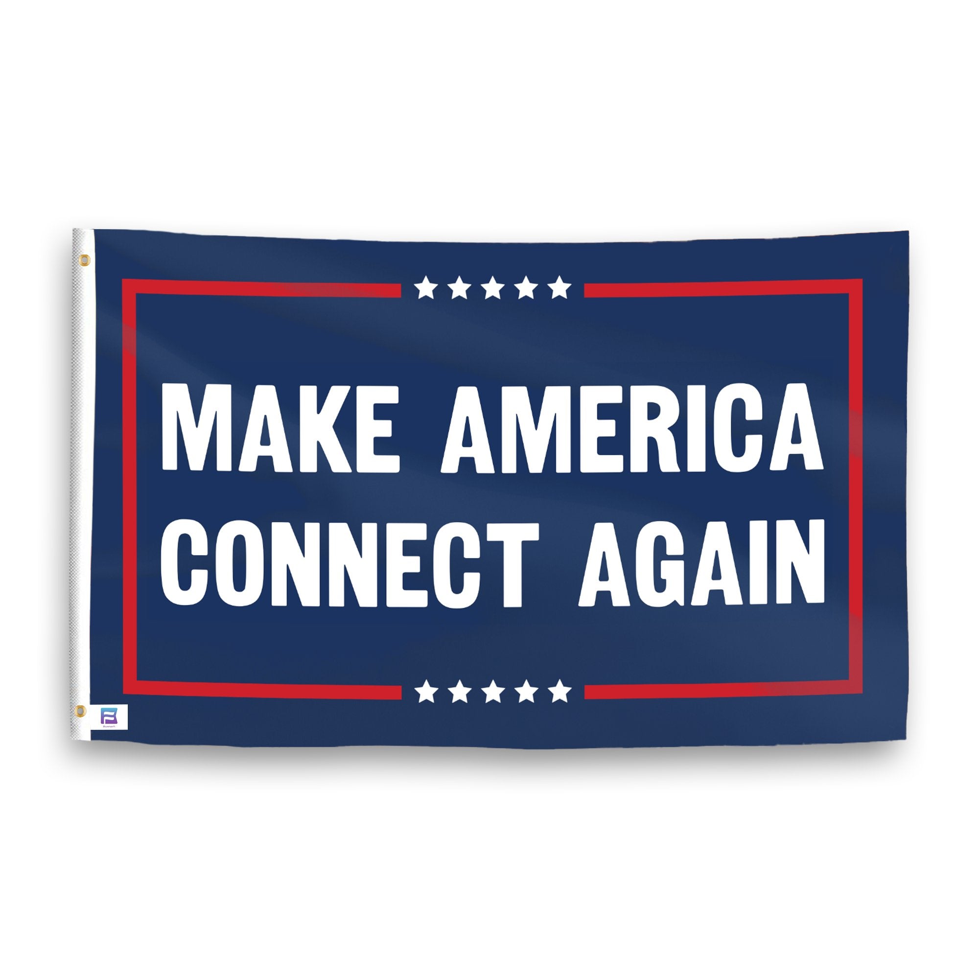 A political flag with the saying "https://www.dropbox.com/scl/fi/o15n4ppkorqdksfflftdx/make-america-connect-again_ripple.png?rlkey=pw7pju82mxzmtuov5e7dsn7vg&raw=1", with a red, white, and blue color scheme.