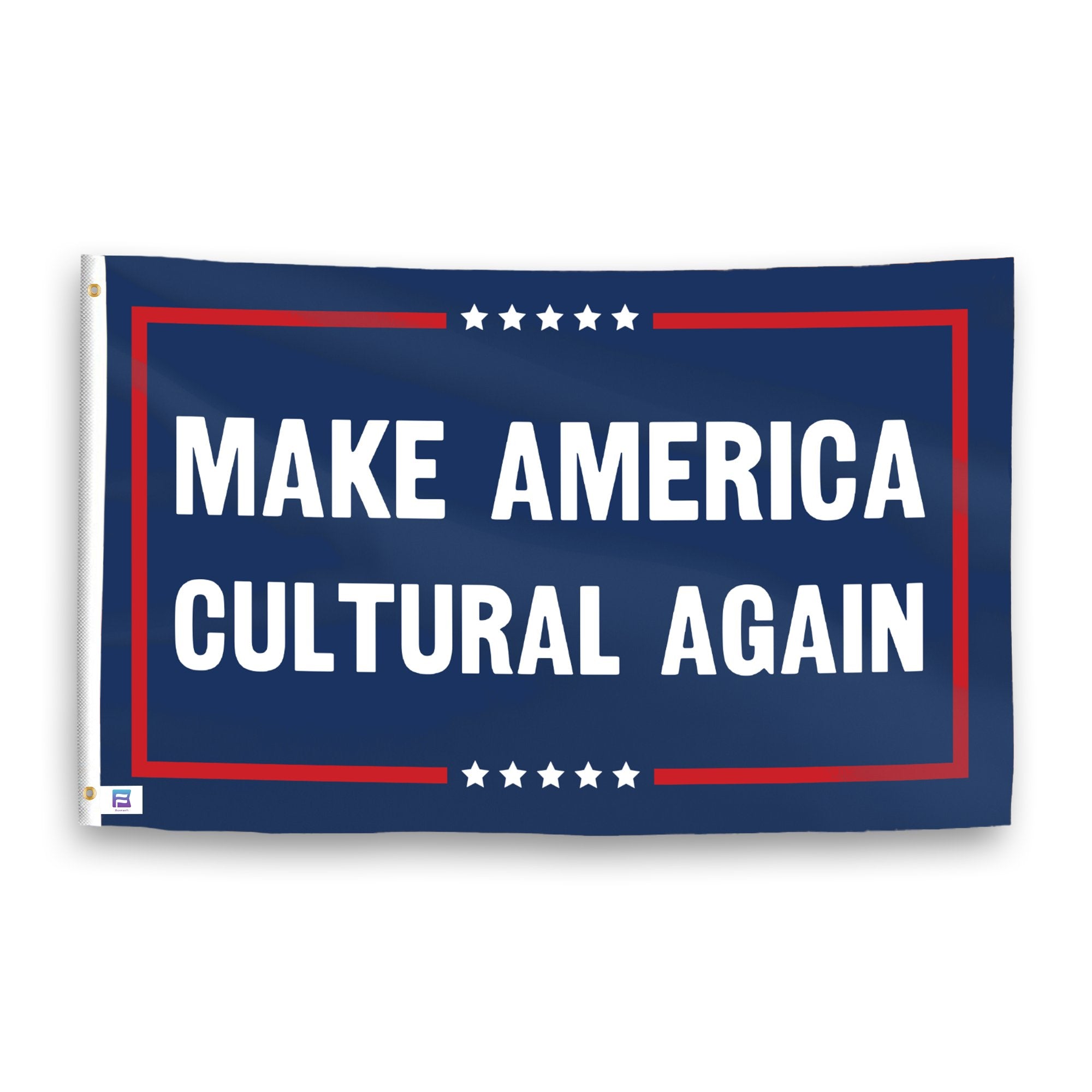 A political flag with the saying "https://www.dropbox.com/scl/fi/mypfdx2bgduhg556i1mdi/make-america-cultural-again_ripple.png?rlkey=mmdz3xzqkiw2i1686g0q8692y&raw=1", with a red, white, and blue color scheme.