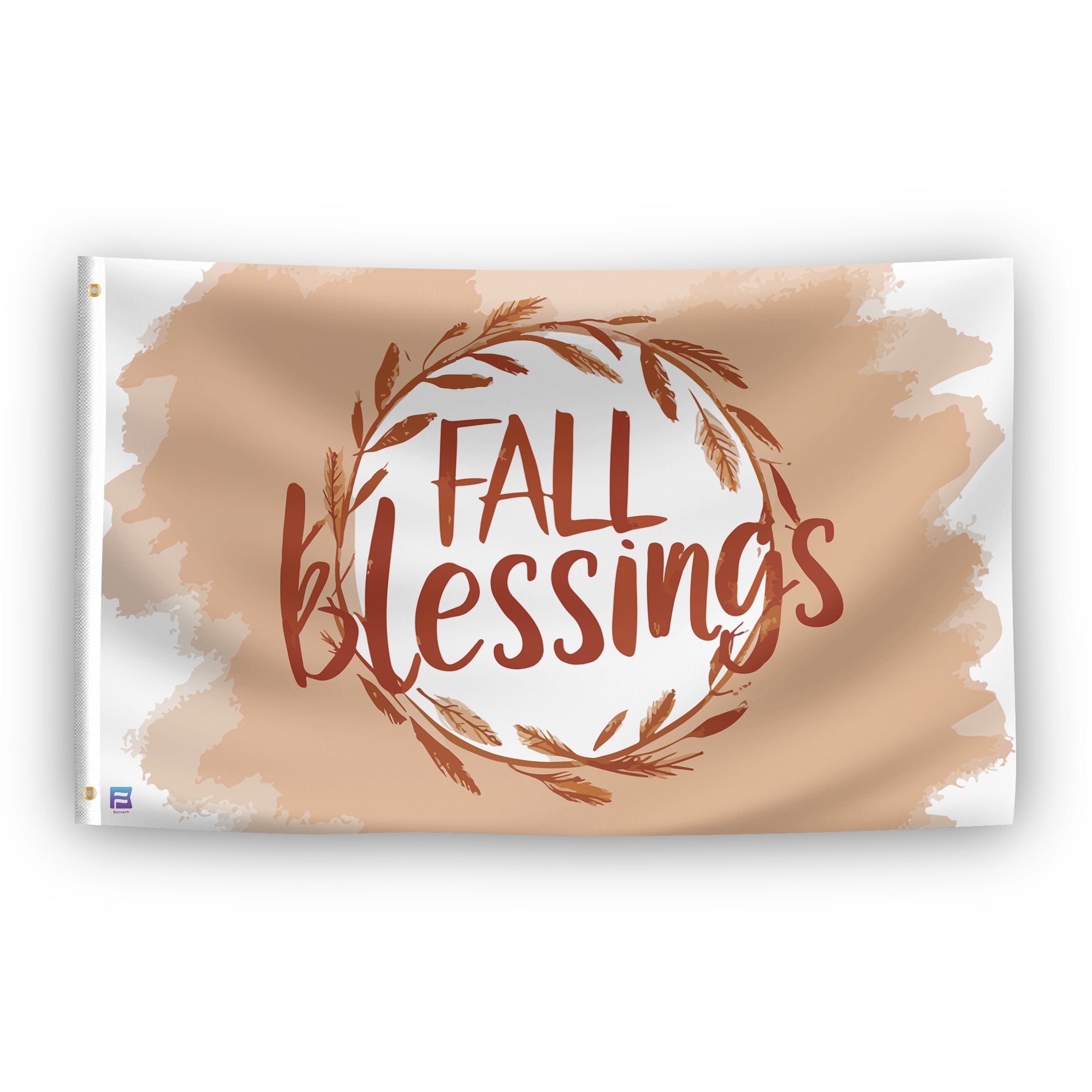 A flag with the saying "Fall Blessings", with a special occasion color scheme.