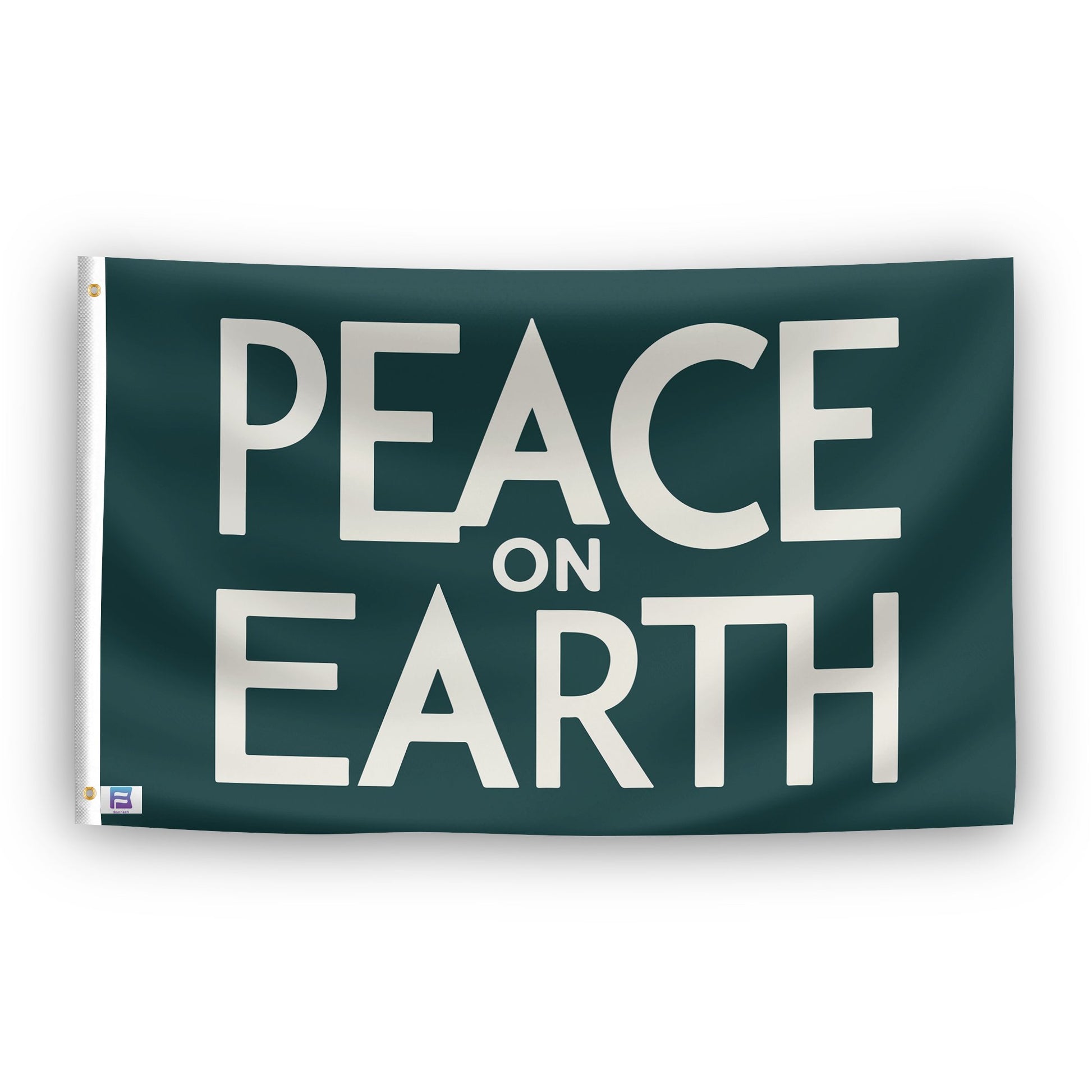 A flag with the saying "Peace On Earth", with a special occasion color scheme.