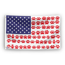 Load image into Gallery viewer, An american flag with the red stripes changed to match the theme &quot;Paw Prints Stripes American&quot;.
