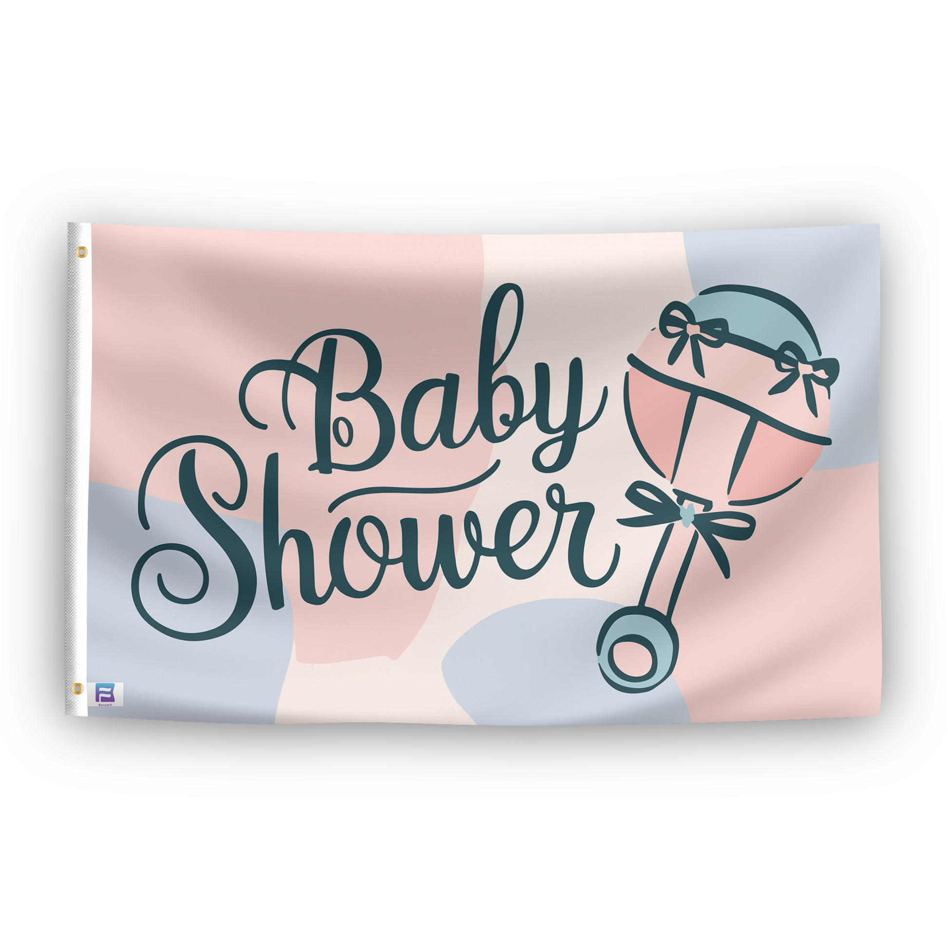 A flag with the saying "Baby Shower Event", with a special occasion color scheme.