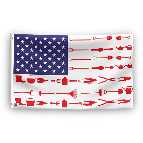 An american flag with the red stripes changed to match the theme 