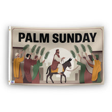 Load image into Gallery viewer, A flag with the saying &quot;Palm Sunday&quot;, with a holiday themed color scheme.
