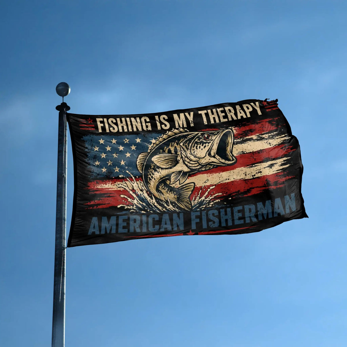 Fishing Is My Therapy Flag
