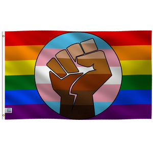 Resist Fist Rainbow Pride Flag