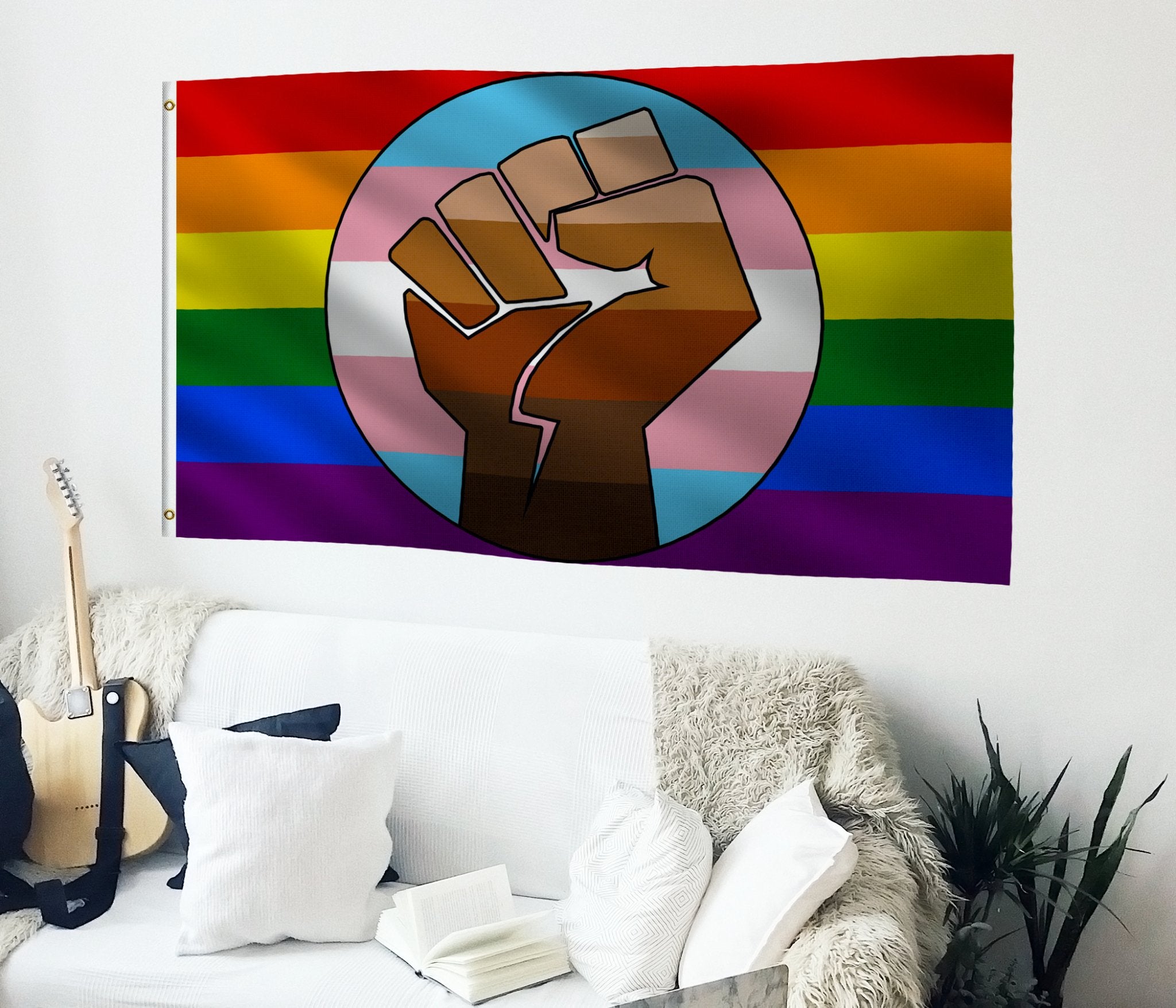 Resist Fist Rainbow Pride Flag