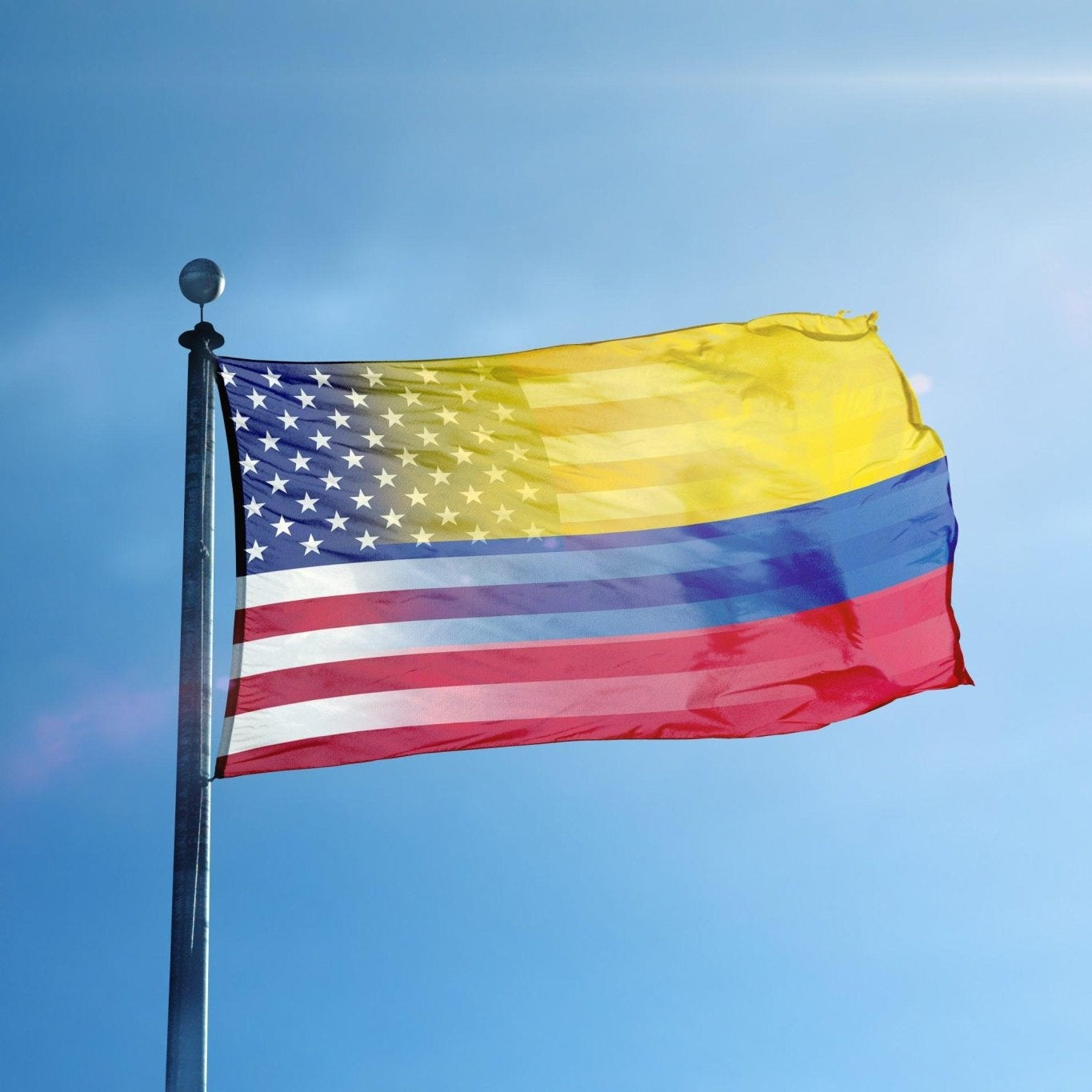 Colombian American Hybrid Flag on a flagpole - Bannerfi