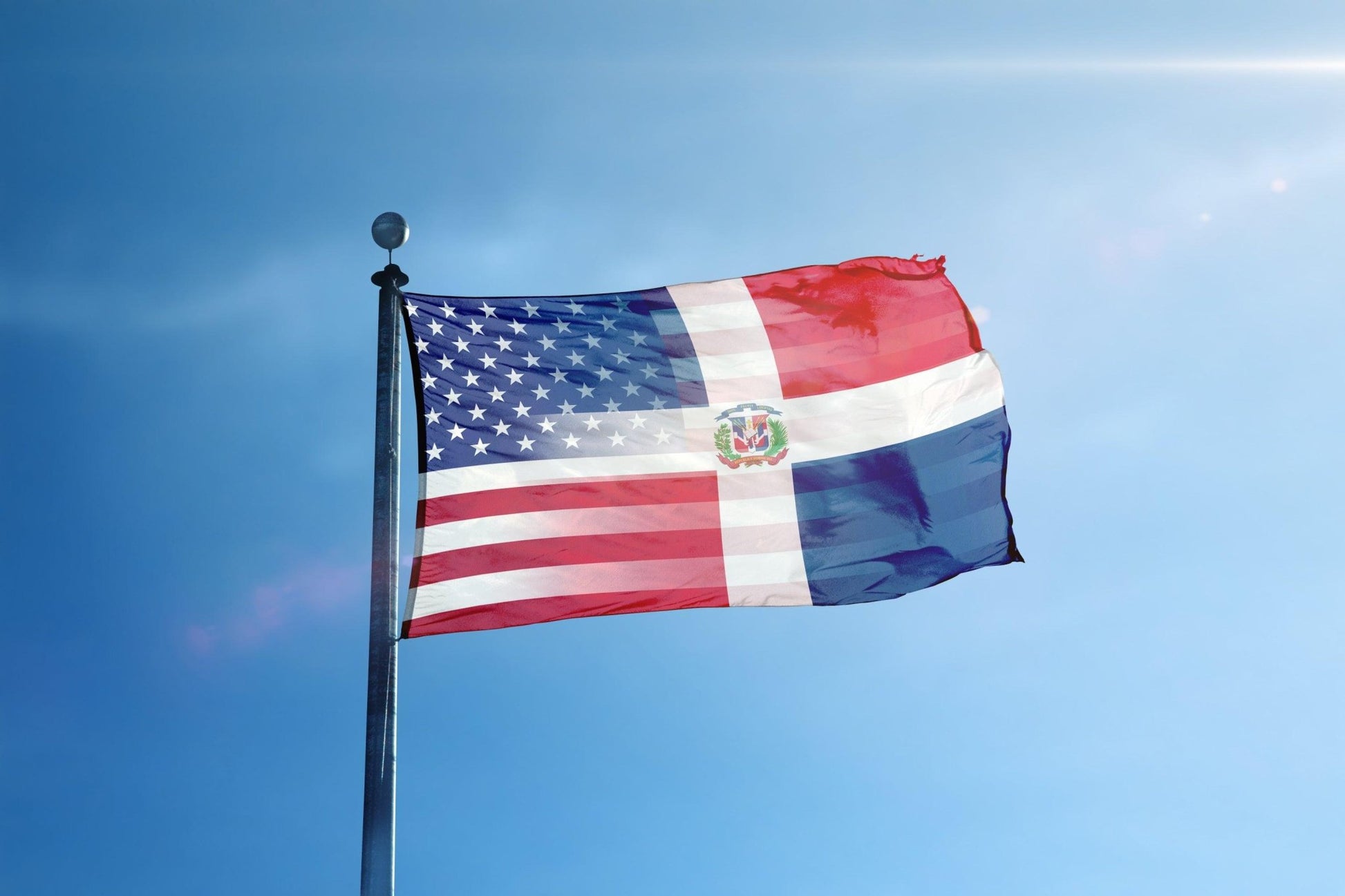 Dominican American Hybrid Flag - Bannerfi