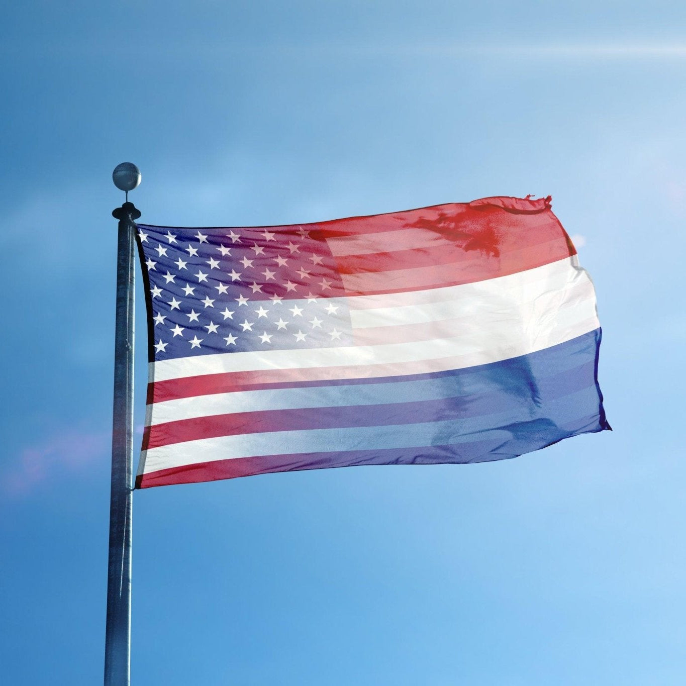 Dutch American Hybrid Flag on a flagpole - Bannerfi
