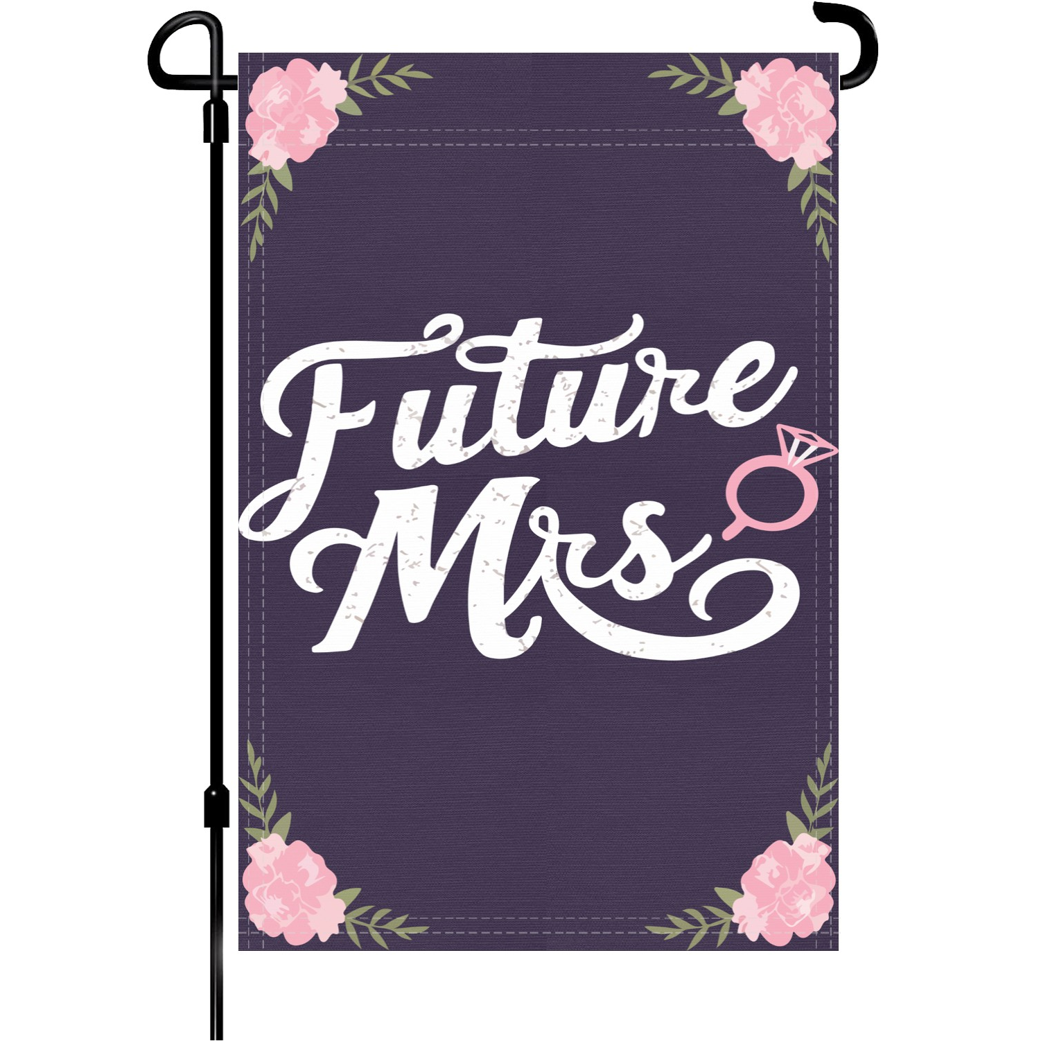 Future Mrs. garden flag made of weatherproof polyester mounted on a garden flagpole | Bannerfi