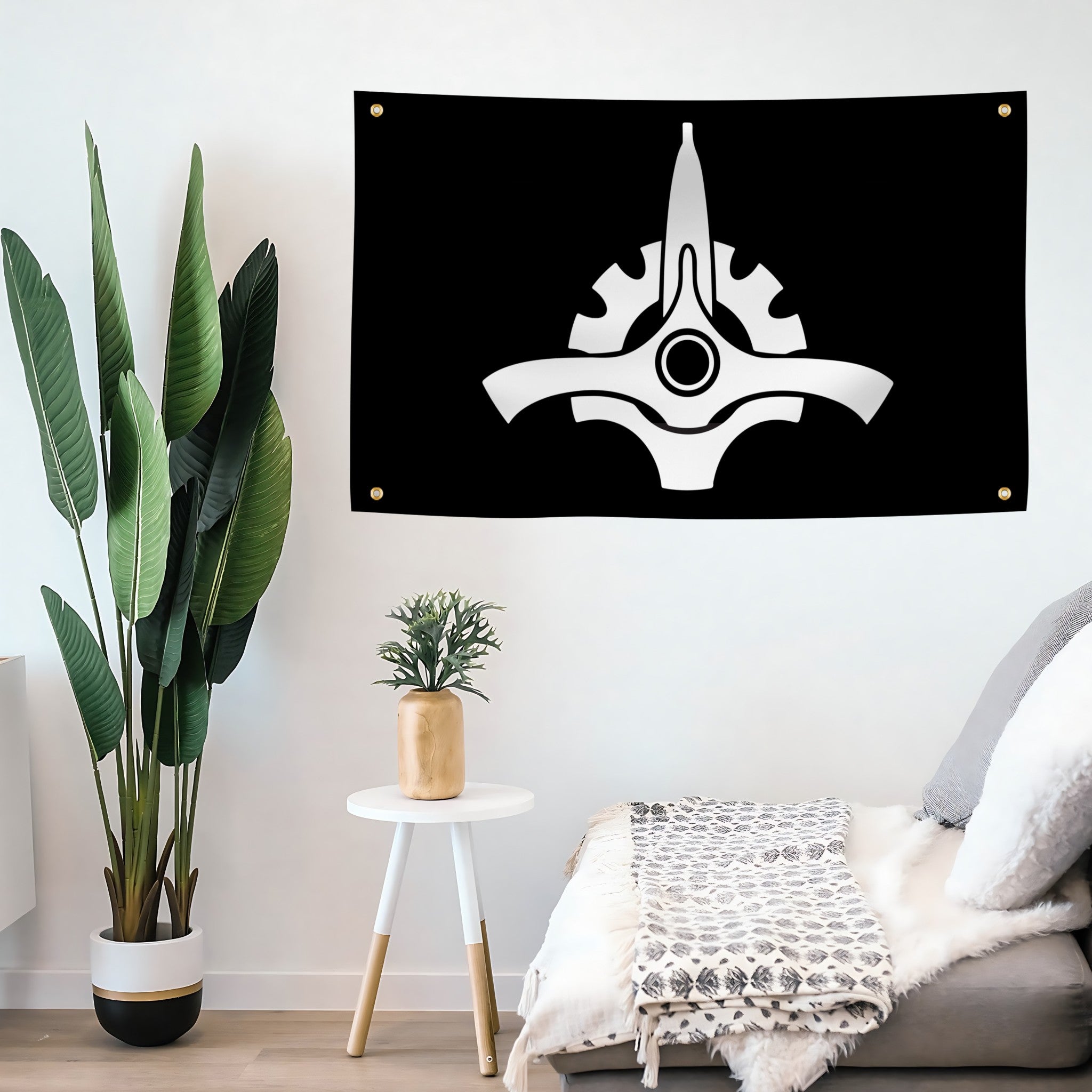 Star Wars Galactic Senate Flag banner with 4 grommets mounted on a wall.