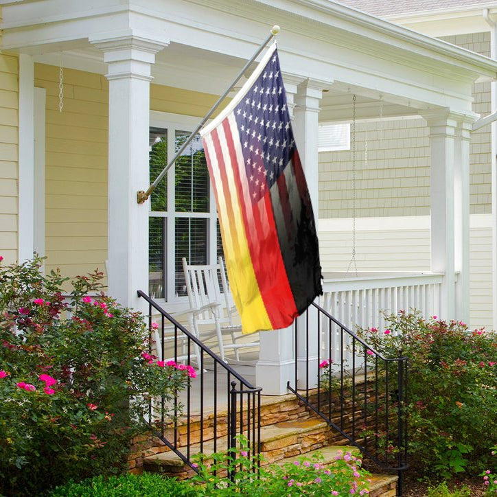 German American Hybrid Flag hanging on a front porch - Flags by Bannerfi