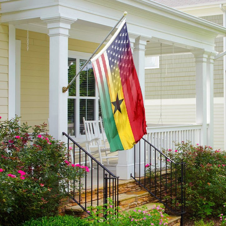 Ghanaian American Hybrid Flag on a front porch - Flags by Bannerfi