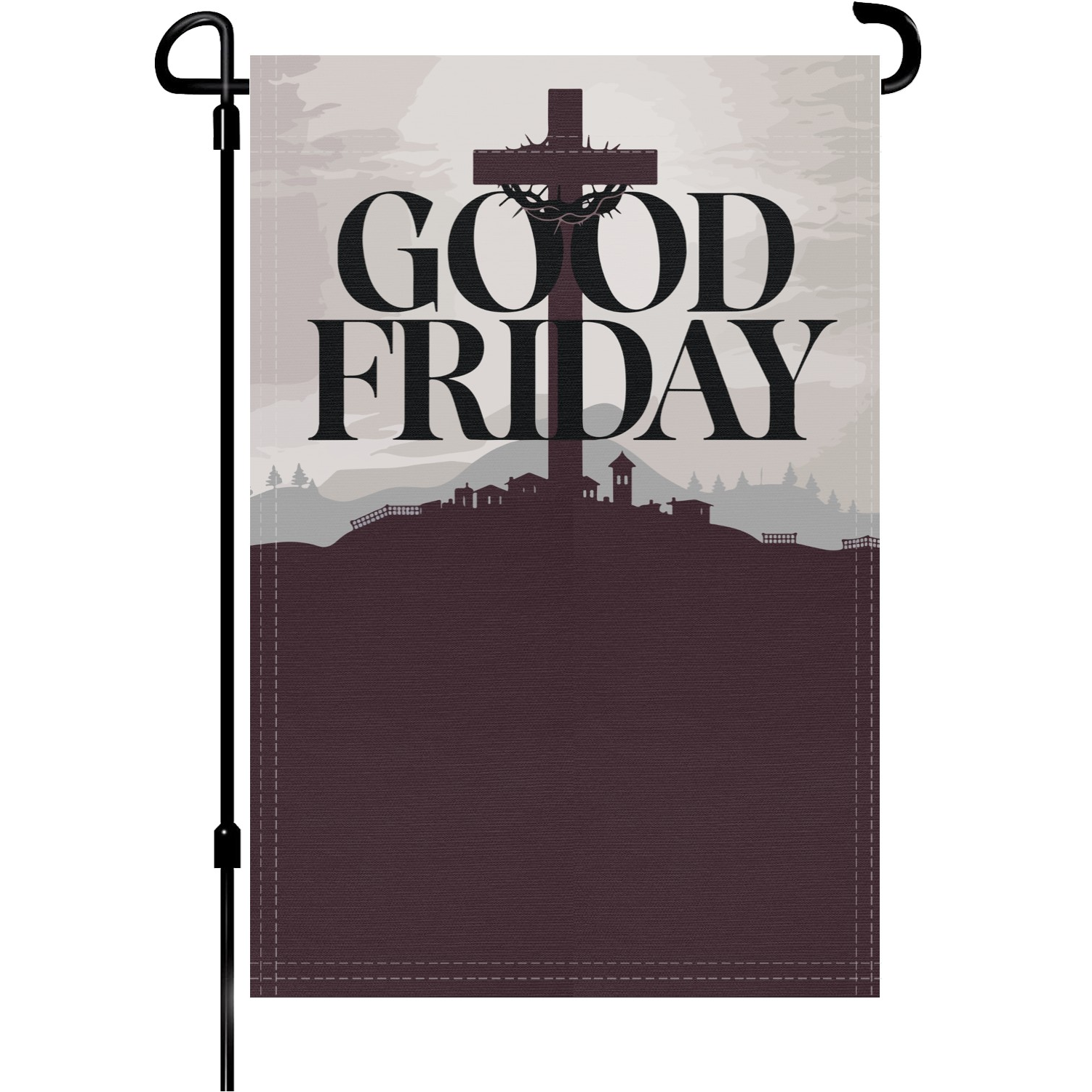 Good Friday garden flag made of weatherproof polyester mounted on a garden flagpole | Bannerfi