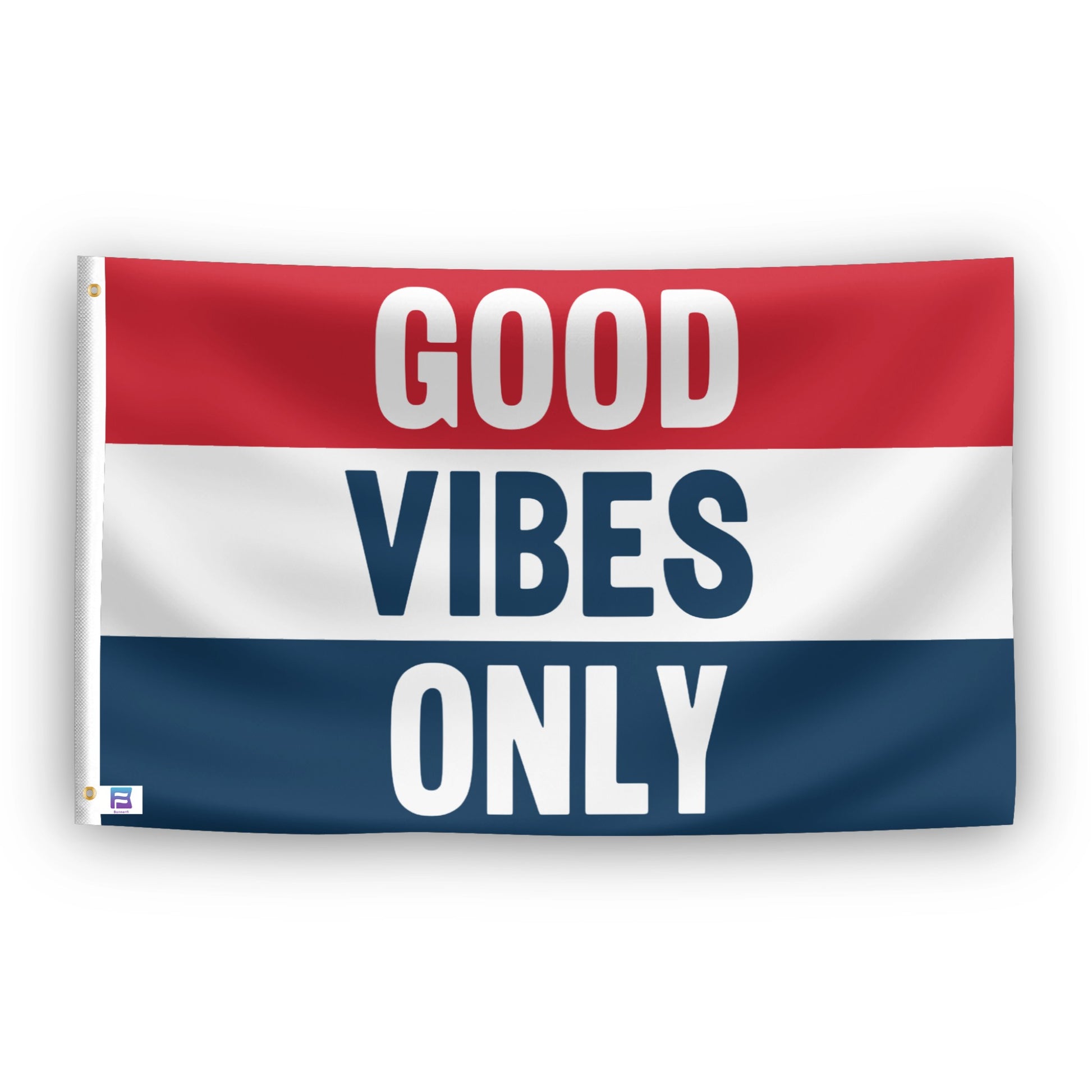 Good Vibes Only flag – weatherproof polyester with brass grommets and canvas header | Bannerfi