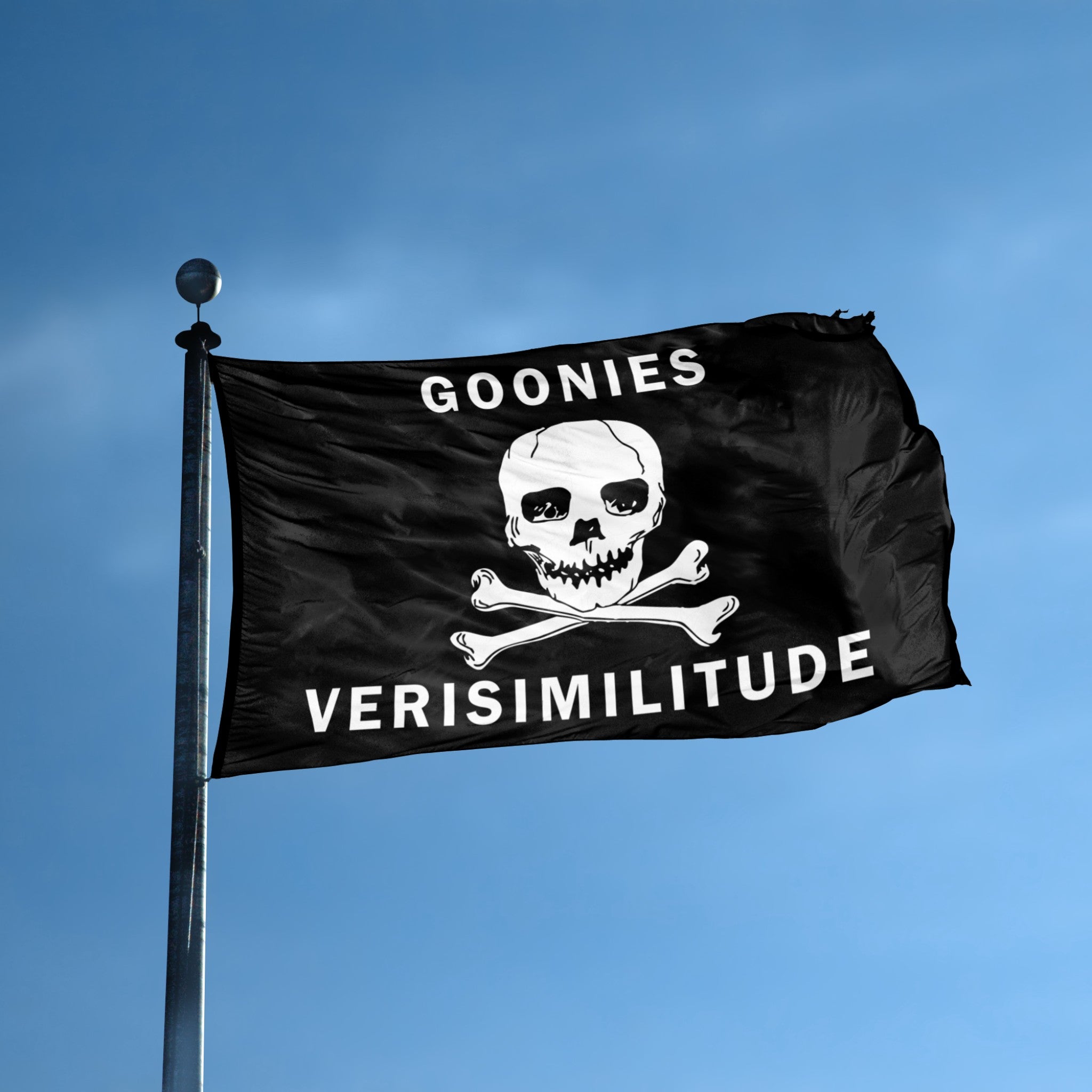 Goonies Verisimilitude Flag on a flagpole - Bannerfi