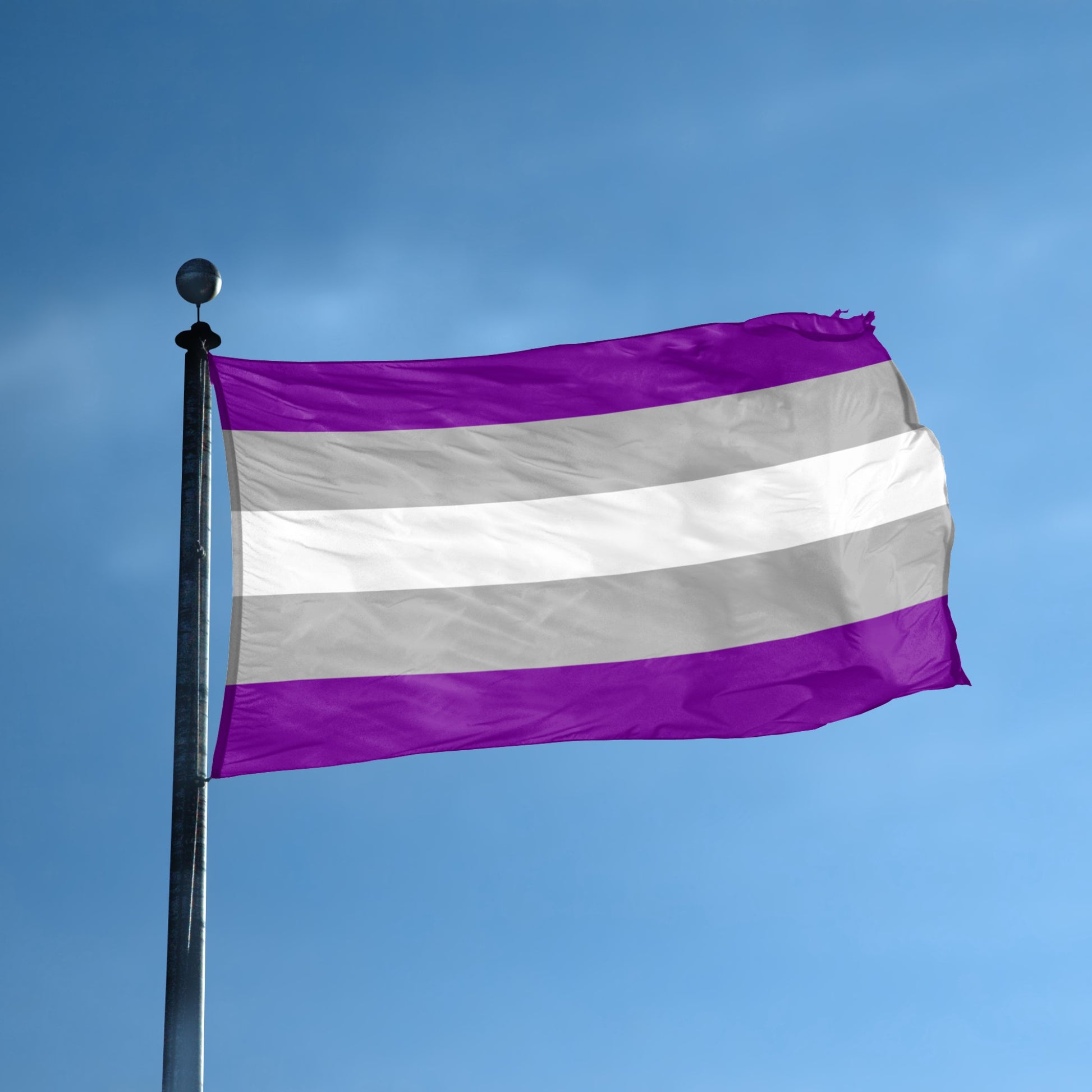 Graysexual Pride flag displayed outdoors – weatherproof house banner on pole | Bannerfi