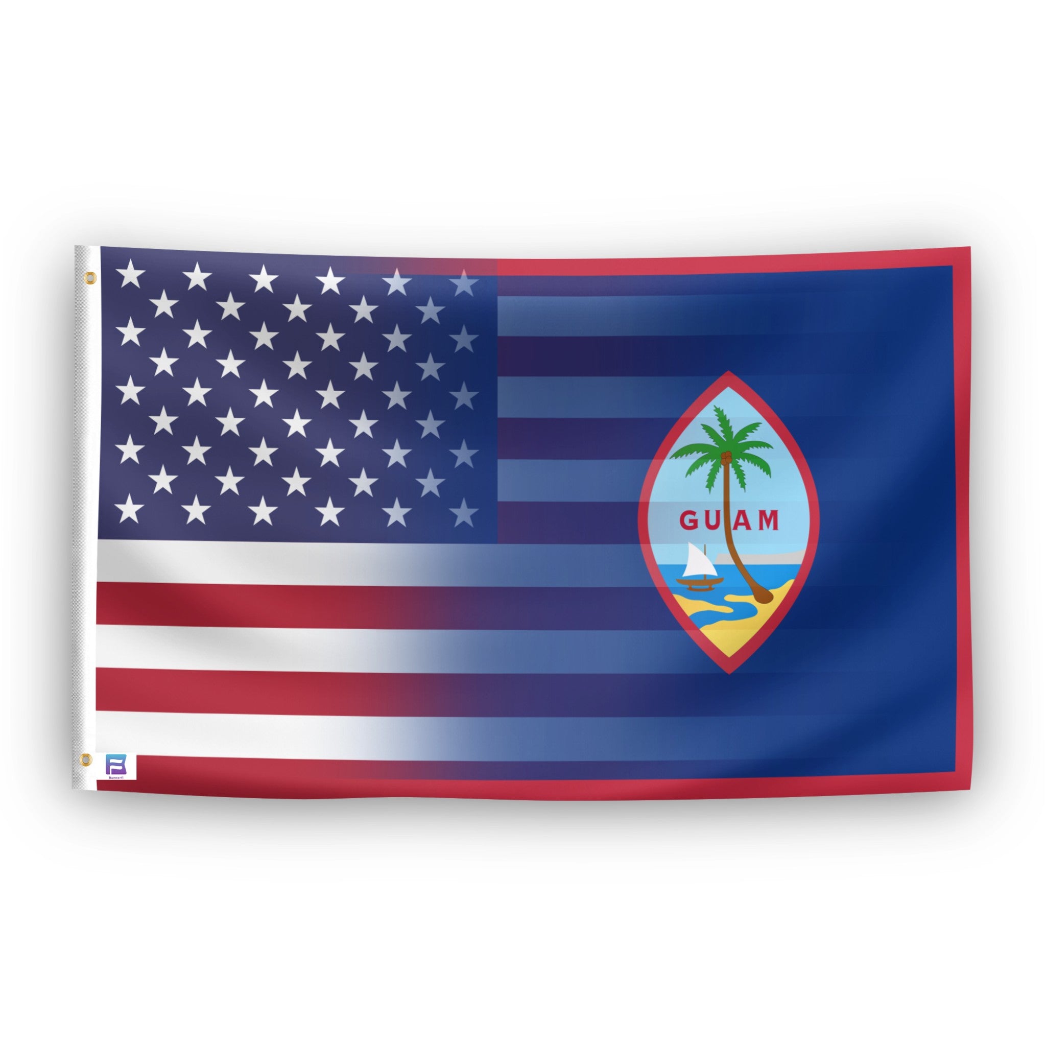Guam and American Flag Hybrid with 2 grommets