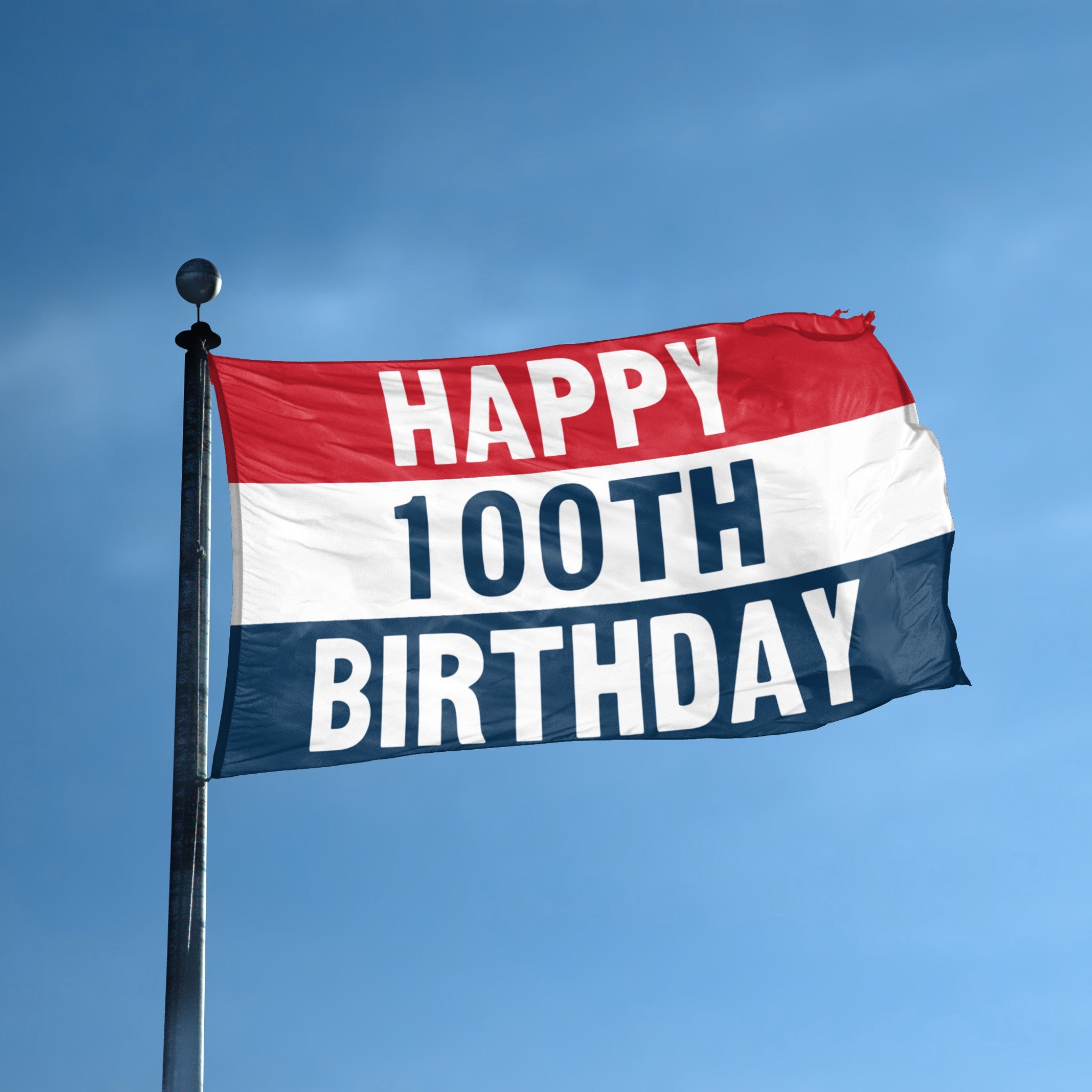 Happy 1st Birthday flag displayed outdoors – weatherproof house banner on pole | Bannerfi