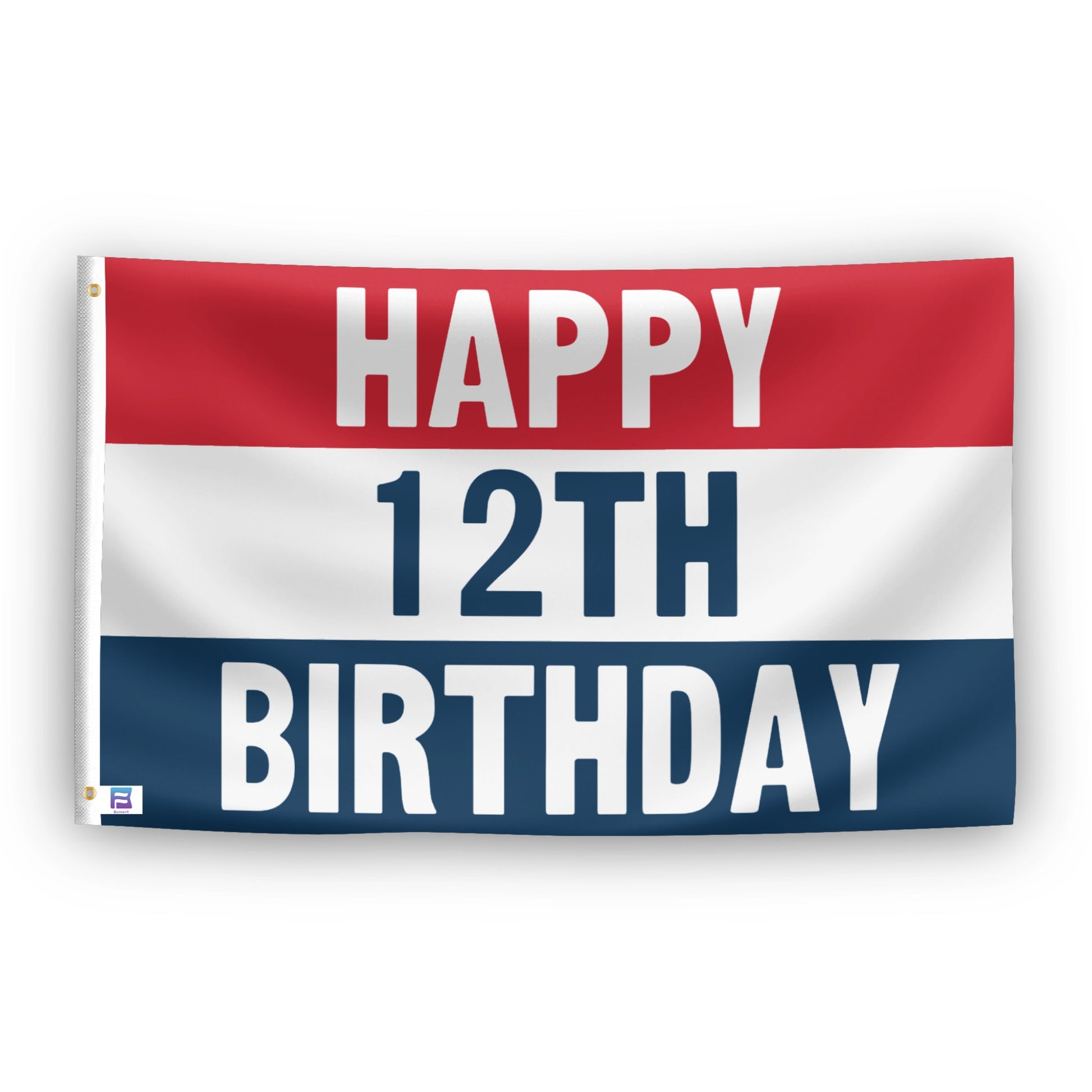 Happy 4th Birthday flag – weatherproof polyester with brass grommets and canvas header | Bannerfi