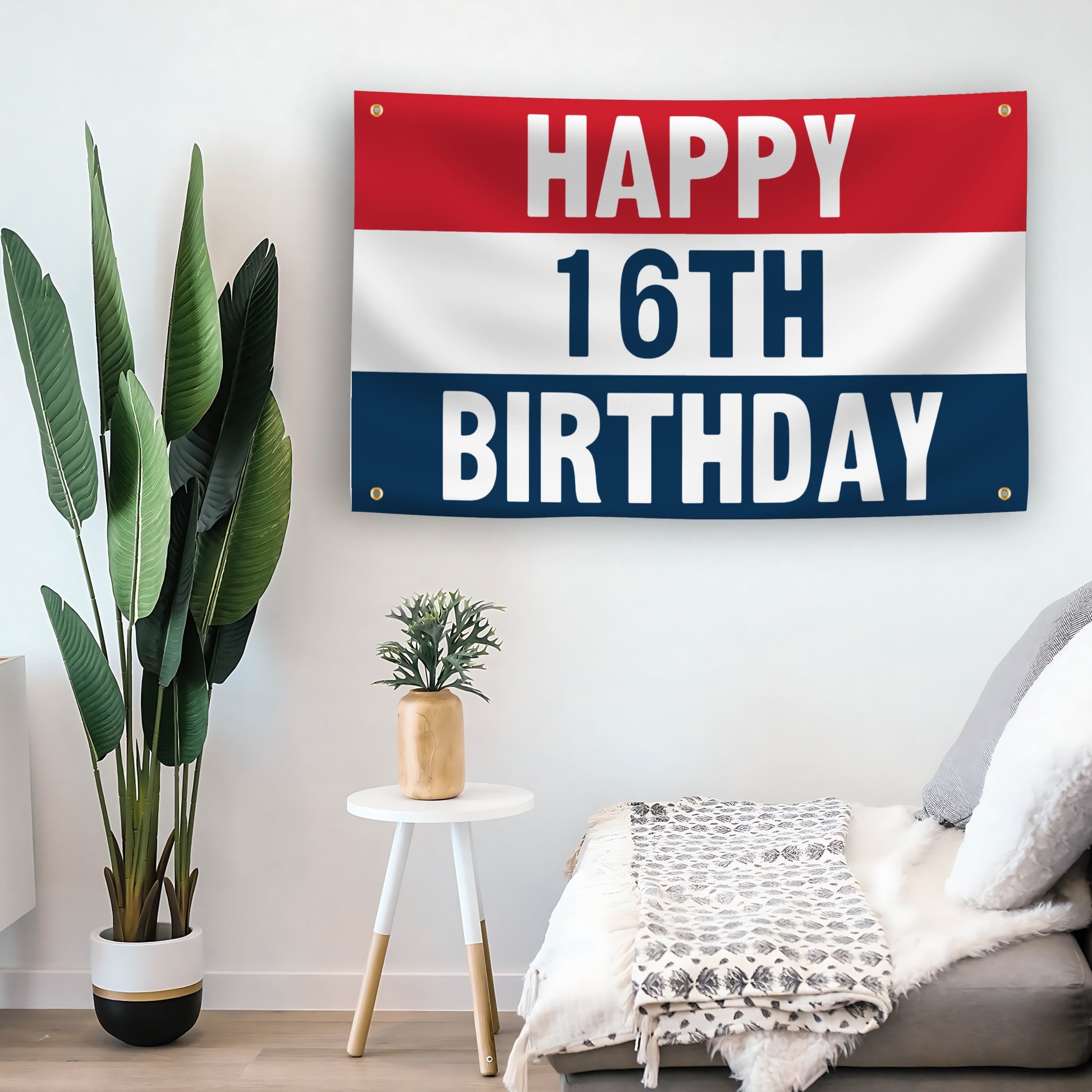 Happy 8th Birthday flag as indoor wall art – versatile home décor | Bannerfi