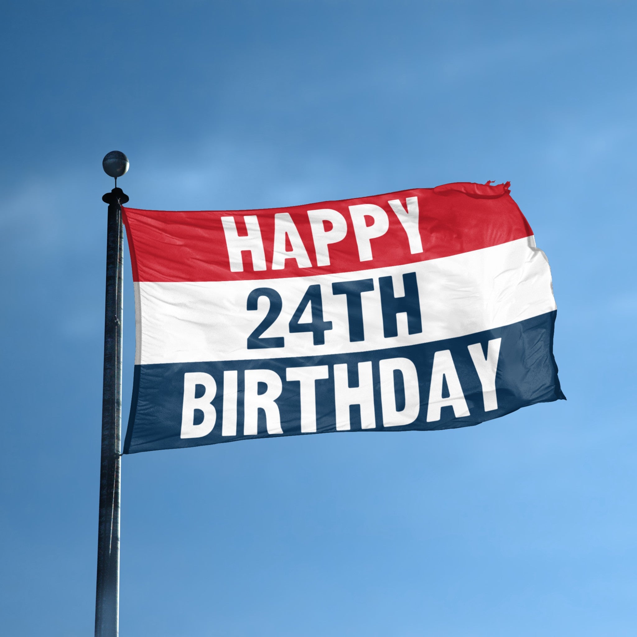 Happy 16th Birthday flag displayed outdoors – weatherproof house banner on pole | Bannerfi