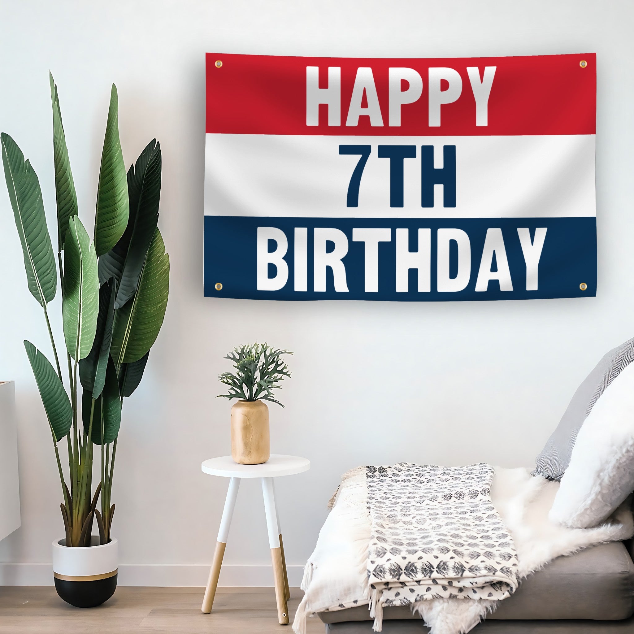 Happy 70th Birthday flag as indoor wall art – versatile home décor | Bannerfi