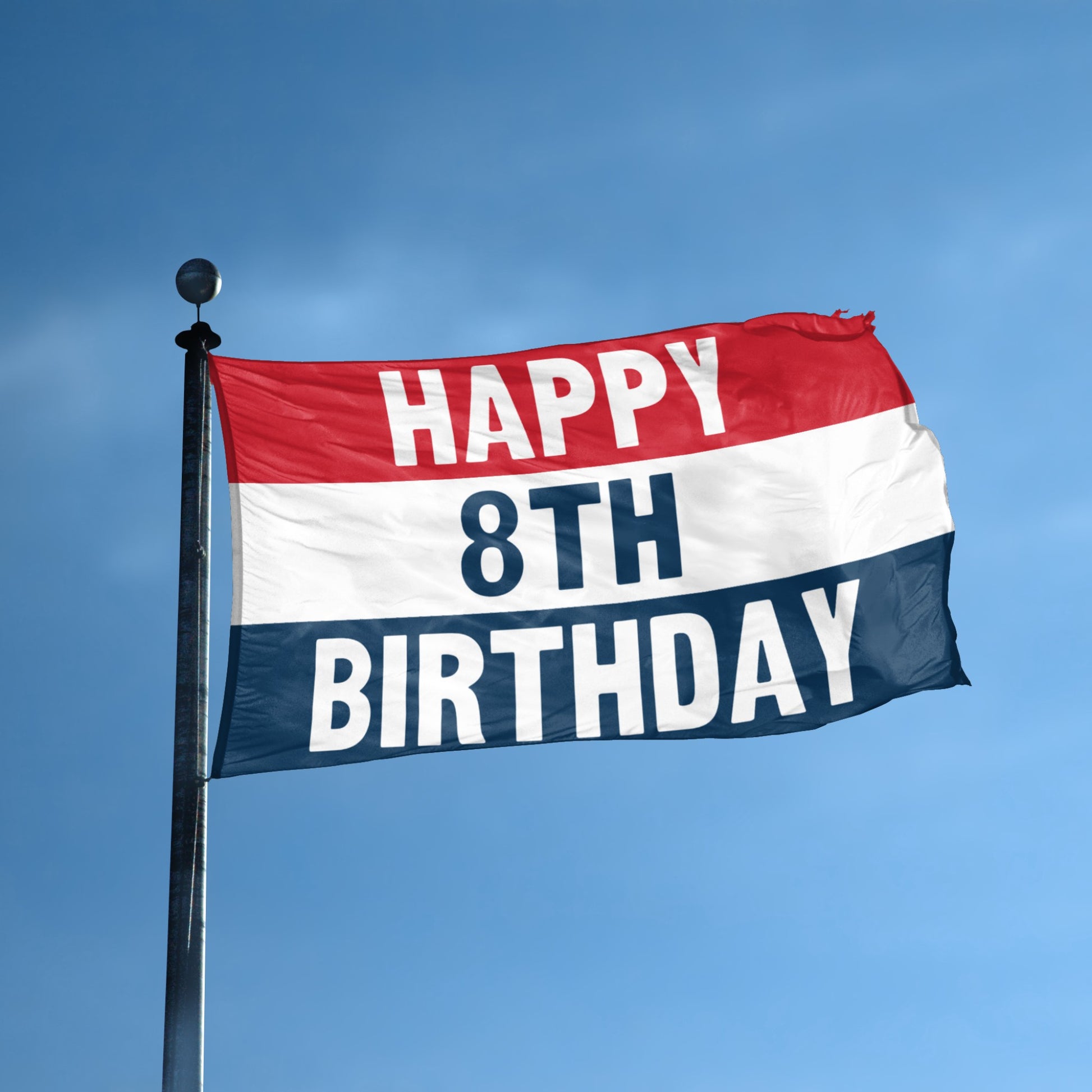 Happy 85th Birthday flag displayed outdoors – weatherproof house banner on pole | Bannerfi