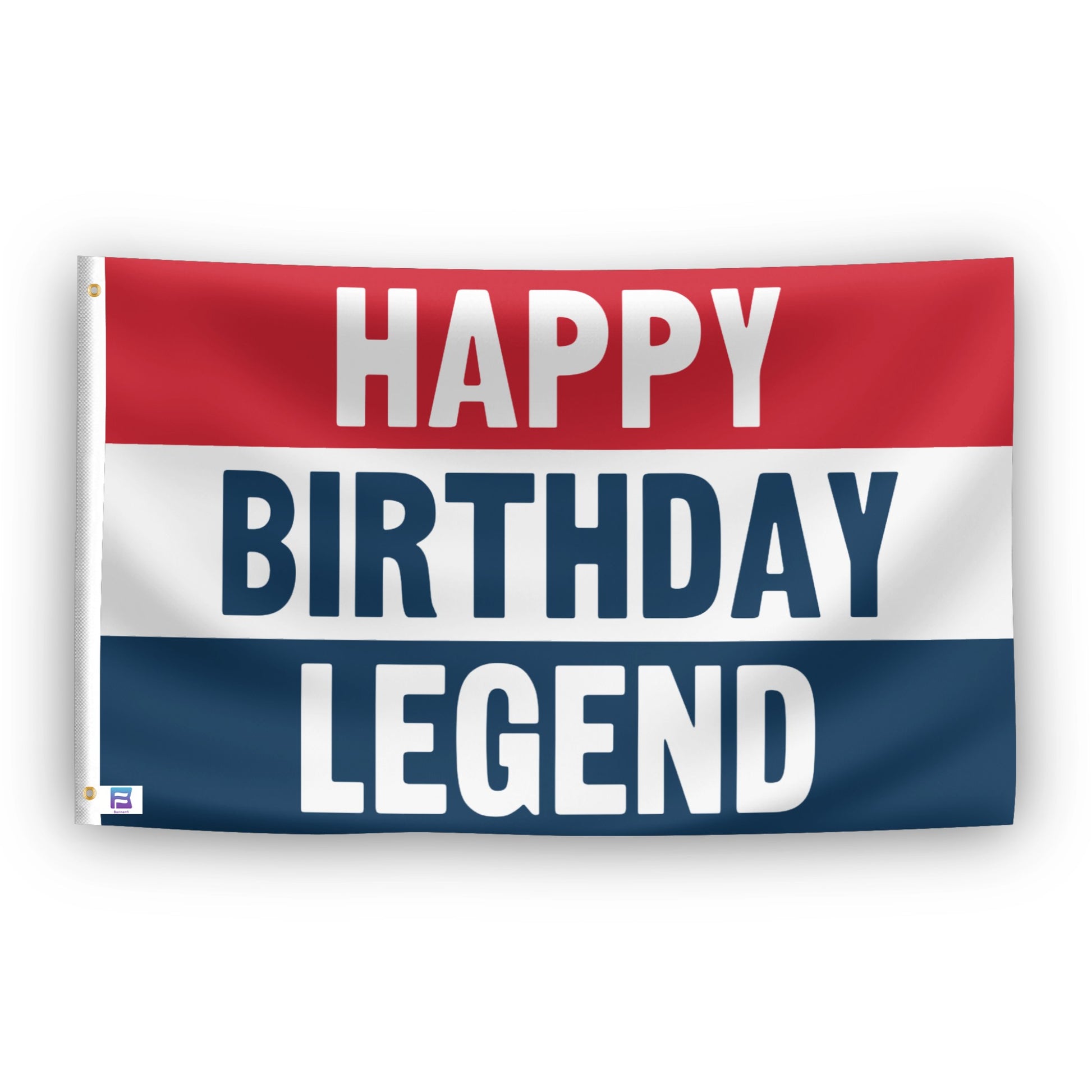 Happy Birthday Legend flag – weatherproof polyester with brass grommets and canvas header | Bannerfi