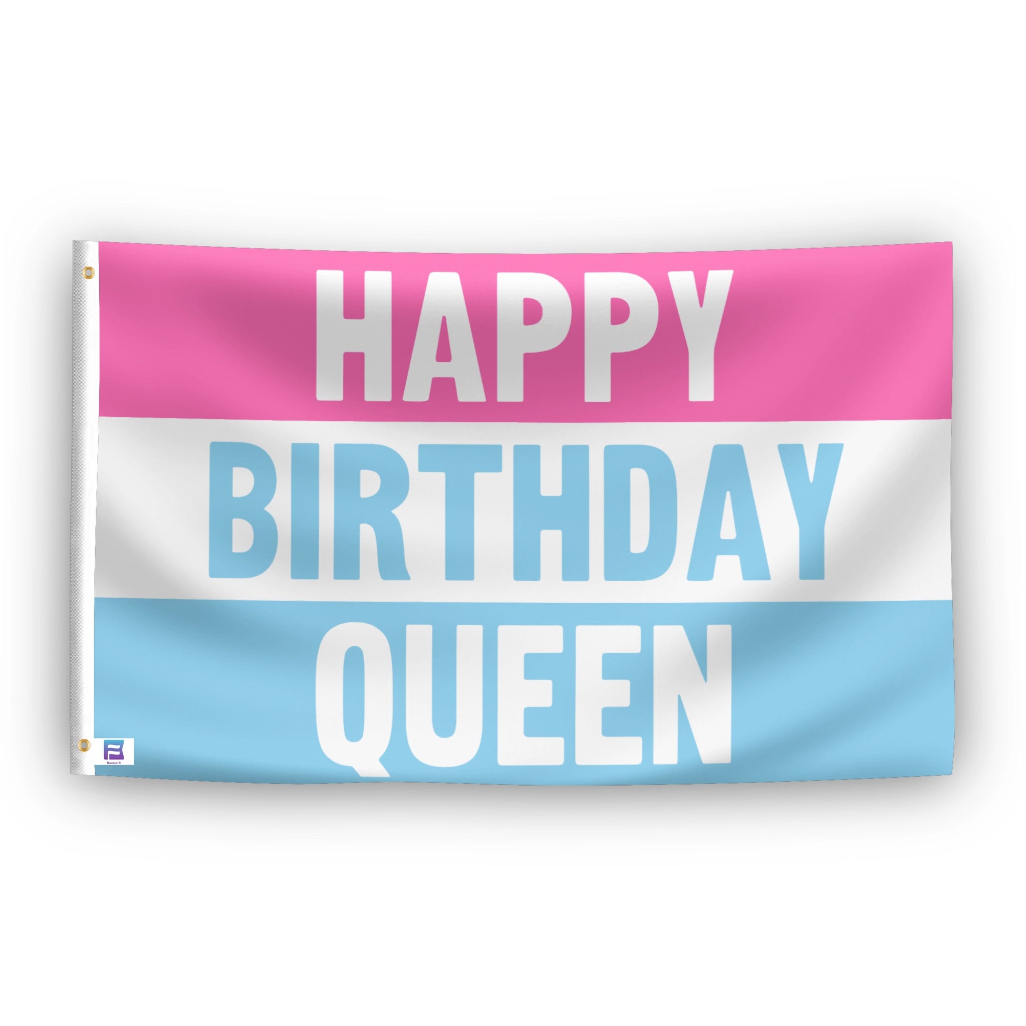 Happy Birthday Queen flag – weatherproof polyester with brass grommets and canvas header | Bannerfi