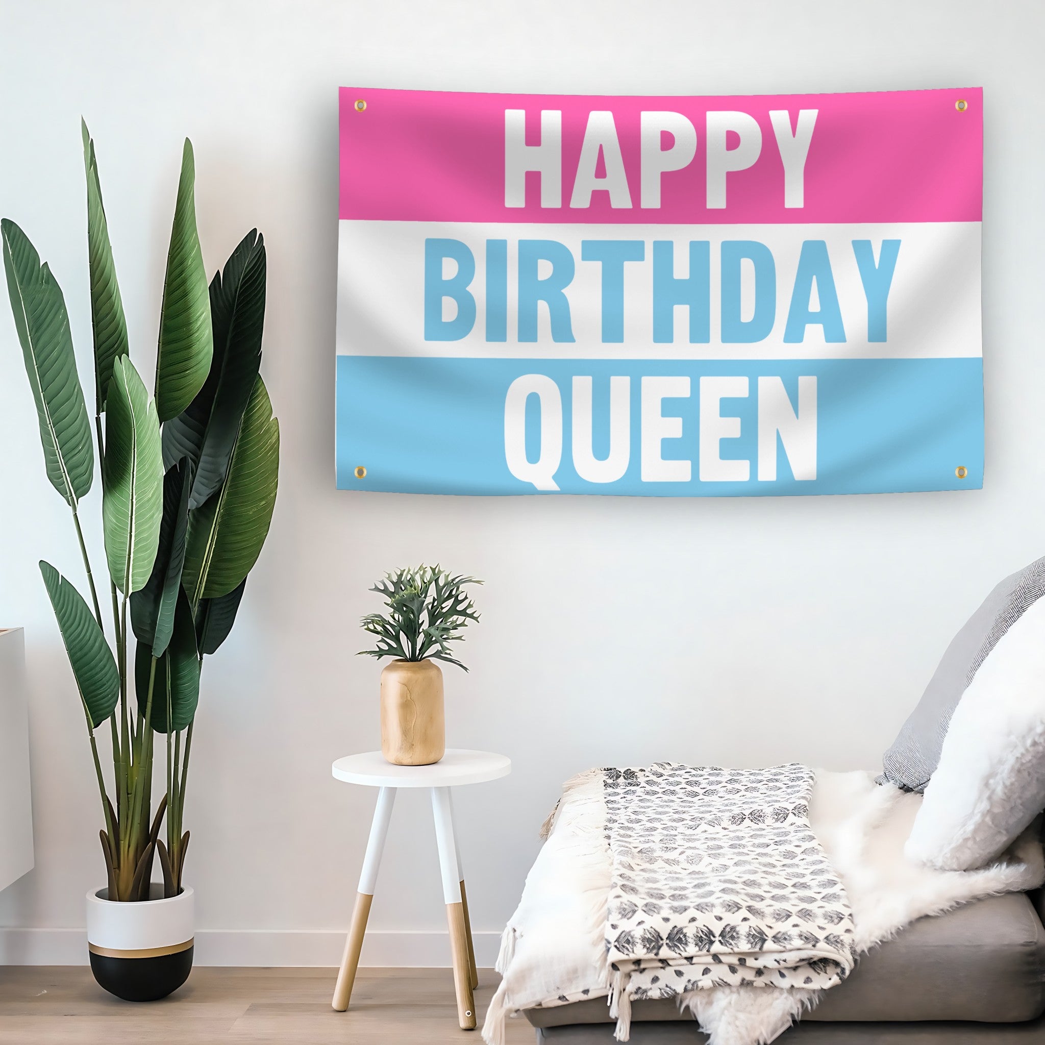 Happy Birthday Queen flag as indoor wall art – versatile home décor | Bannerfi