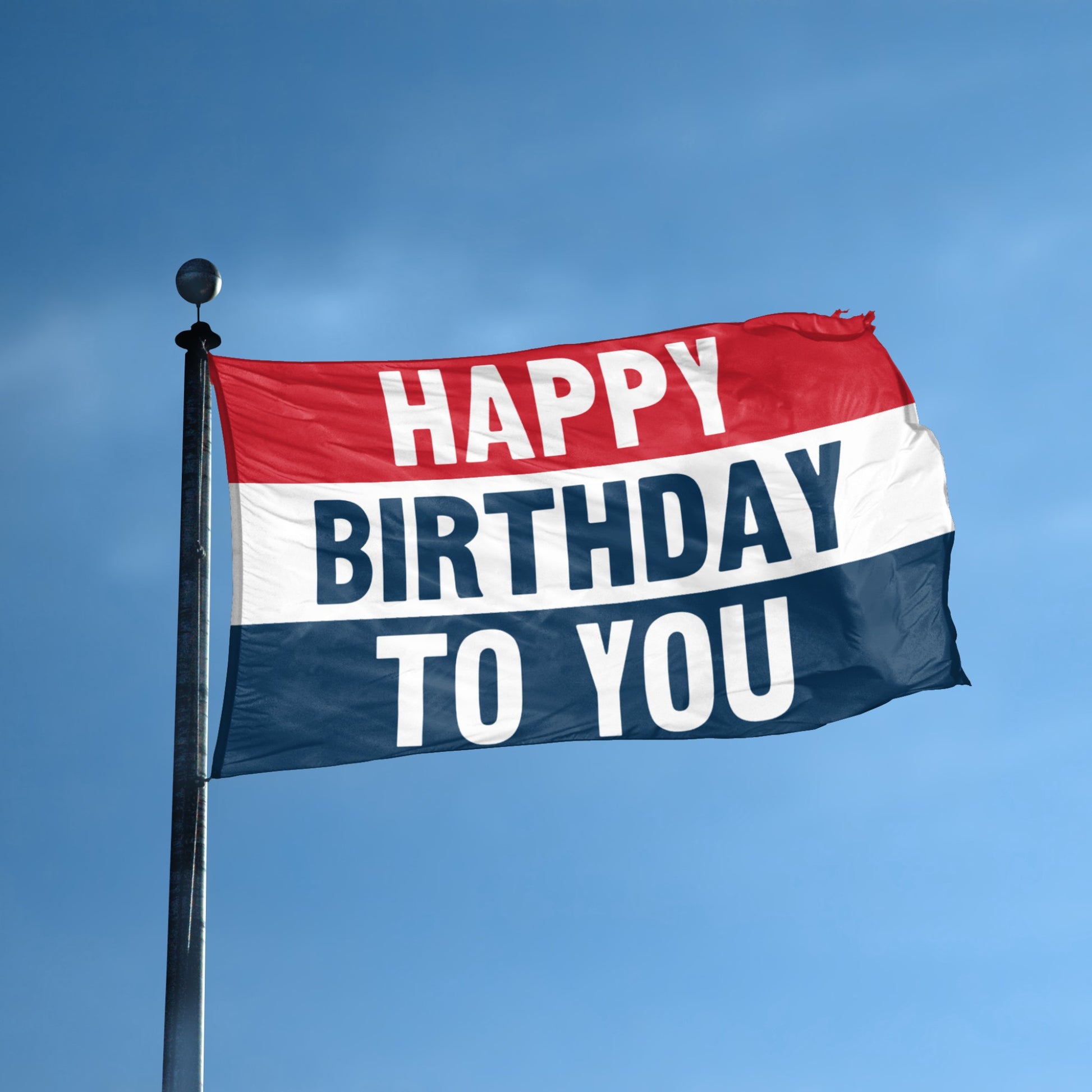 Happy Birthday To You flag displayed outdoors – weatherproof house banner on pole | Bannerfi