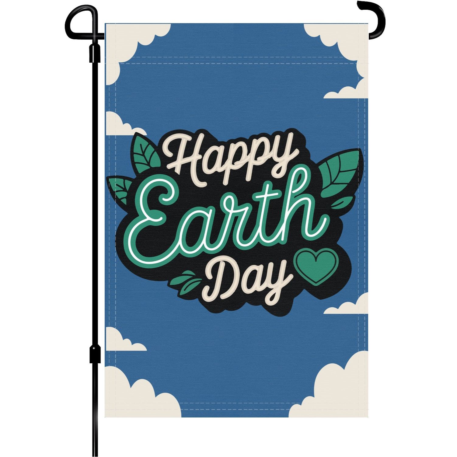 Happy Earth Day garden flag made of weatherproof polyester mounted on a garden flagpole | Bannerfi