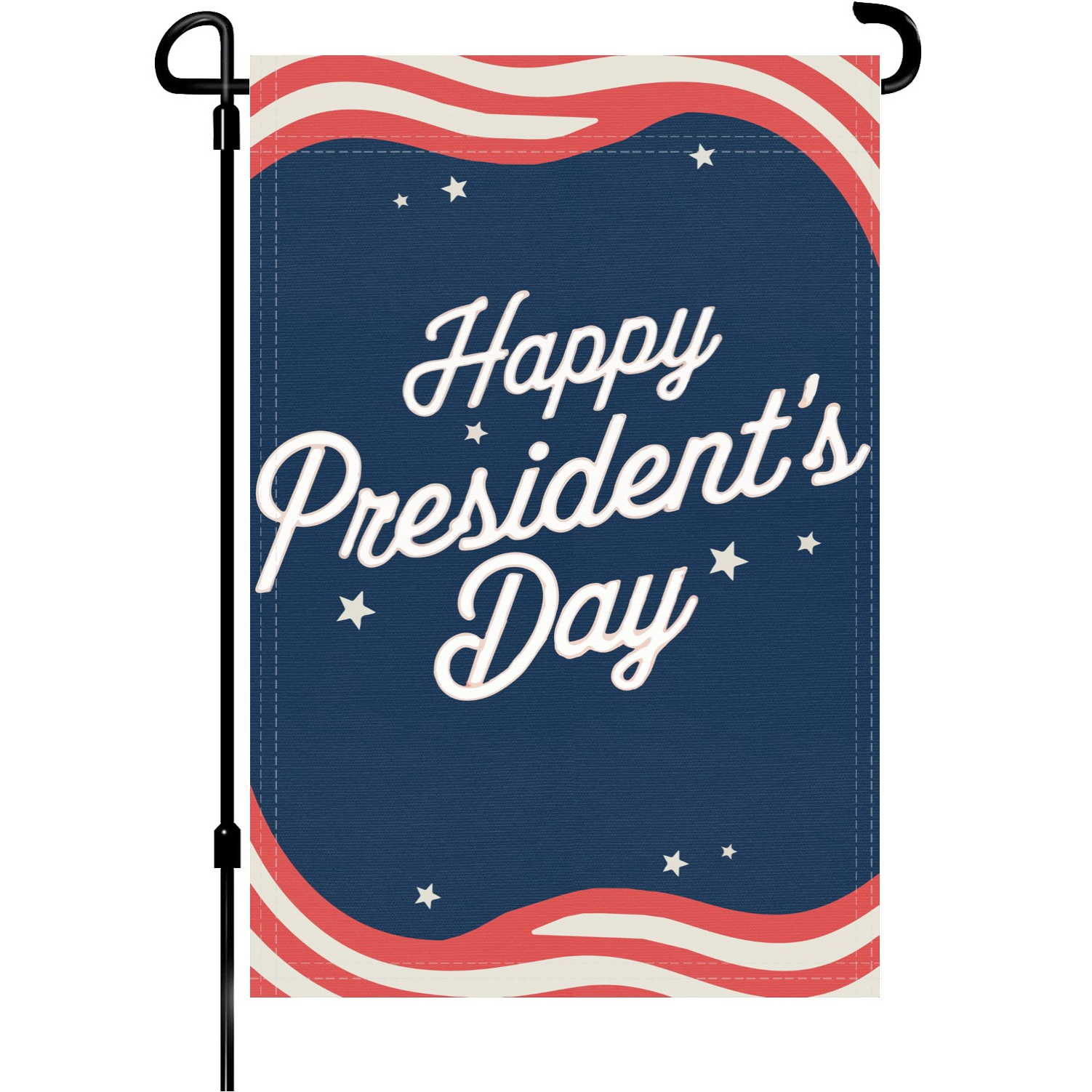 Happy President's Day garden flag made of weatherproof polyester mounted on a garden flagpole | Bannerfi