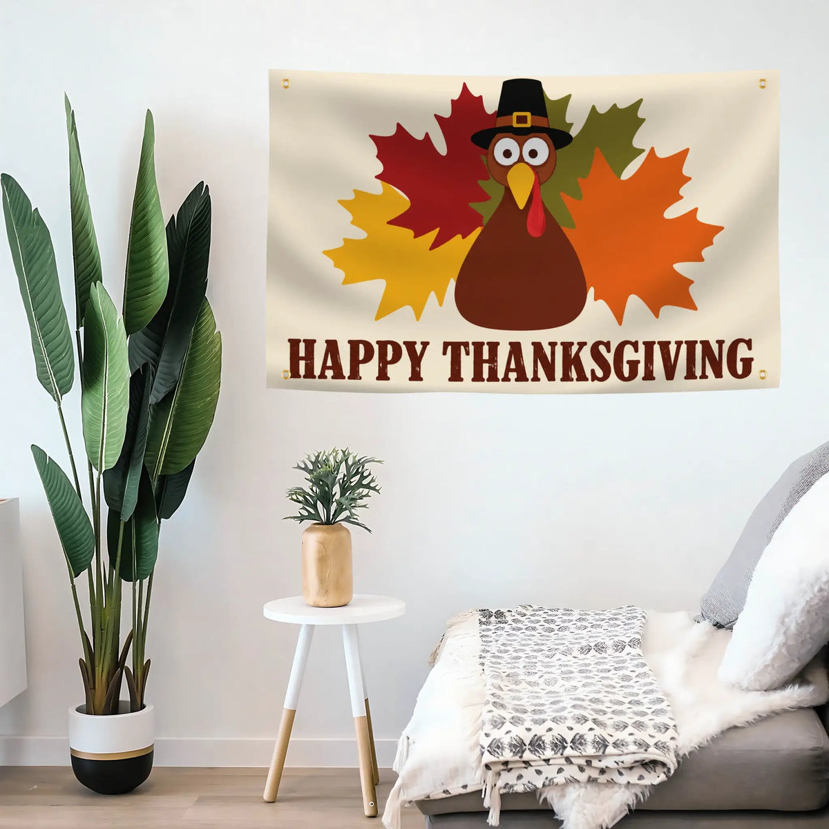 Happy Thanksgiving Turkey Flag