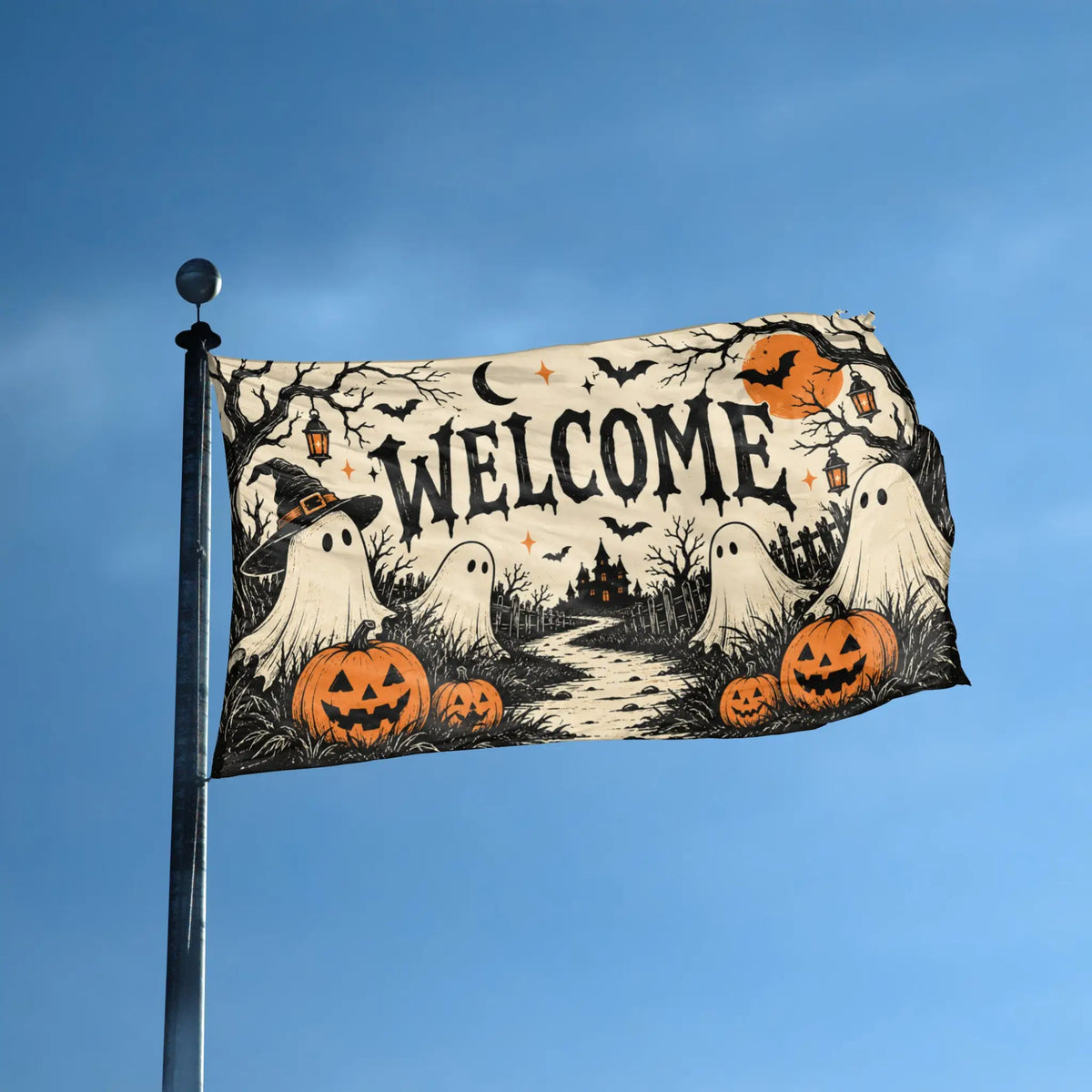 Haunted Welcome Flag