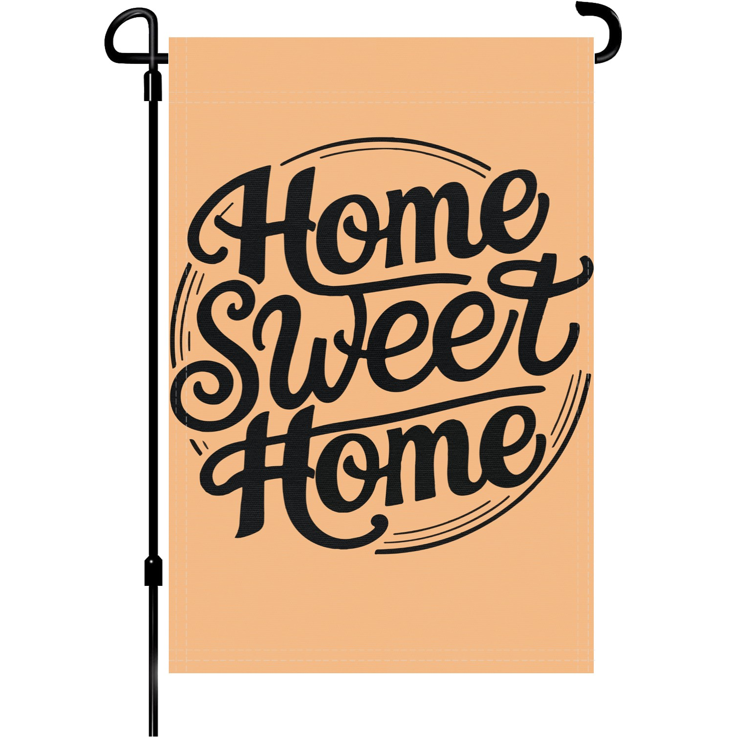 Home Sweet Home garden flag made of weatherproof polyester mounted on a garden flagpole | Bannerfi