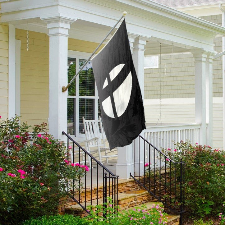 Super Smash Bros. Symbol Flag (Black) on a front porch - Flags by Bannerfi
