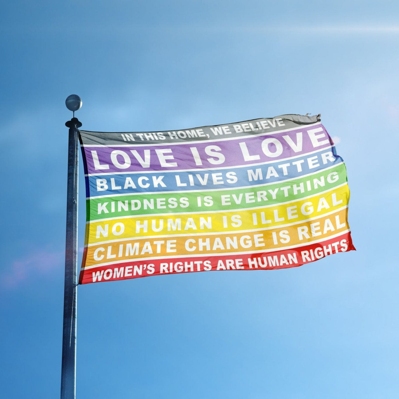 In This Home We Believe Social Justice Flag - Flags by Bannerfi