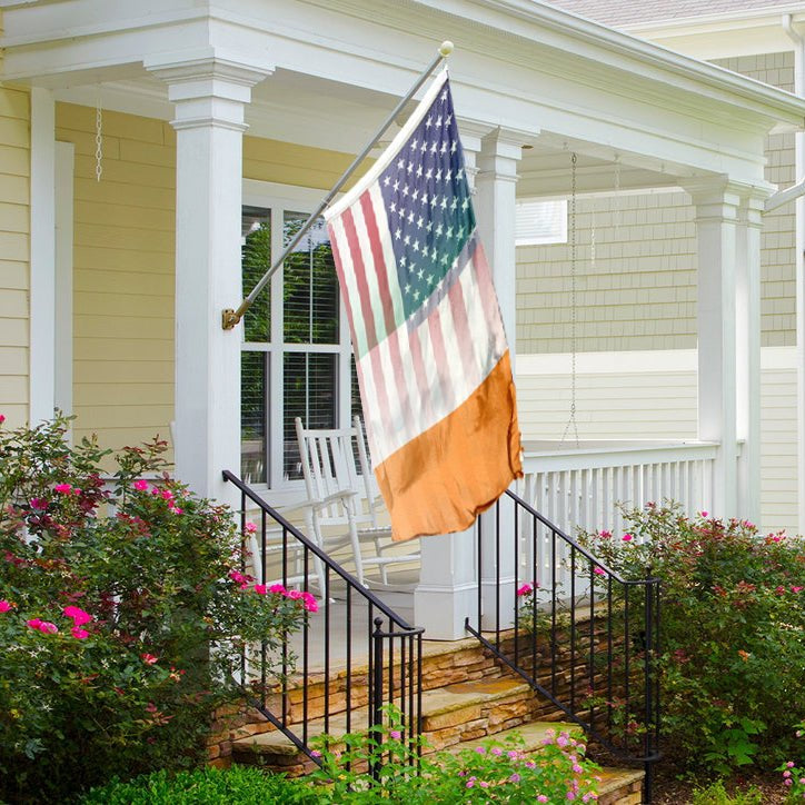 Irish American Hybrid Flag on a front porch - Flags by Bannerfi