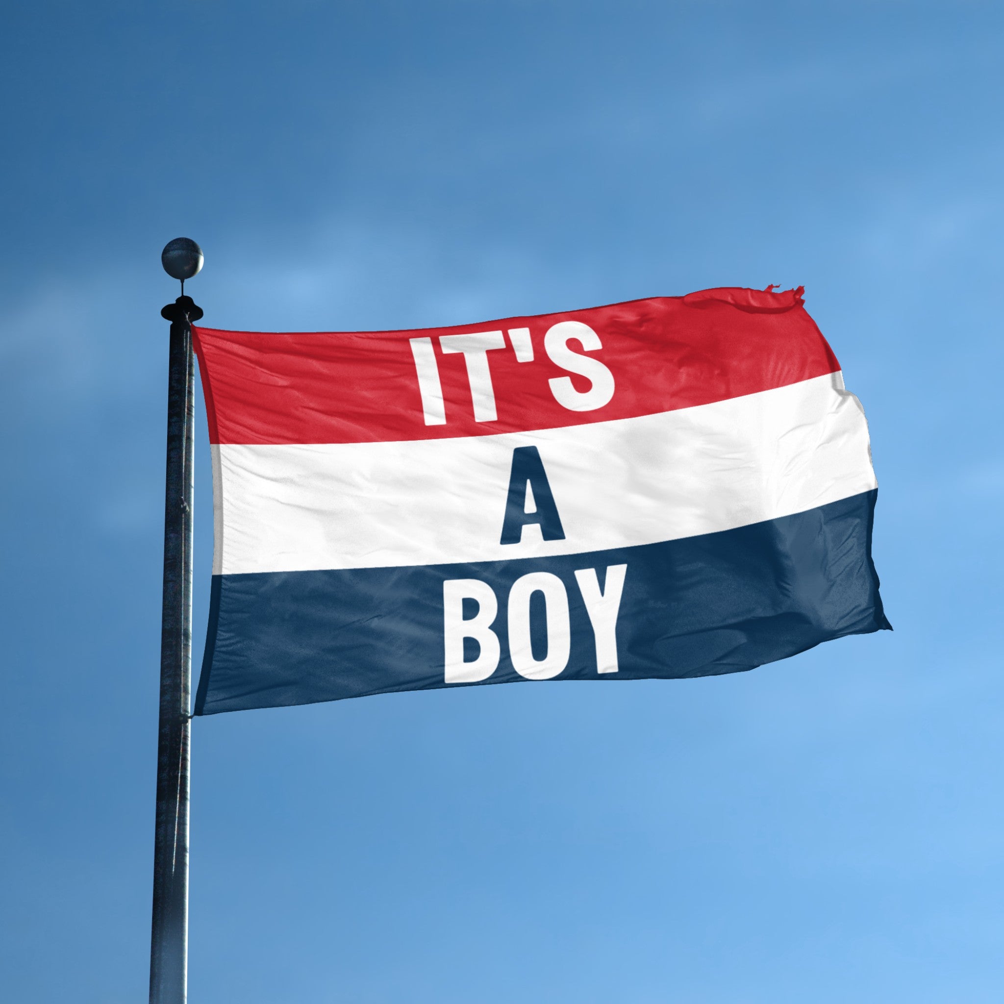 It's A Boy flag displayed outdoors – weatherproof house banner on pole | Bannerfi