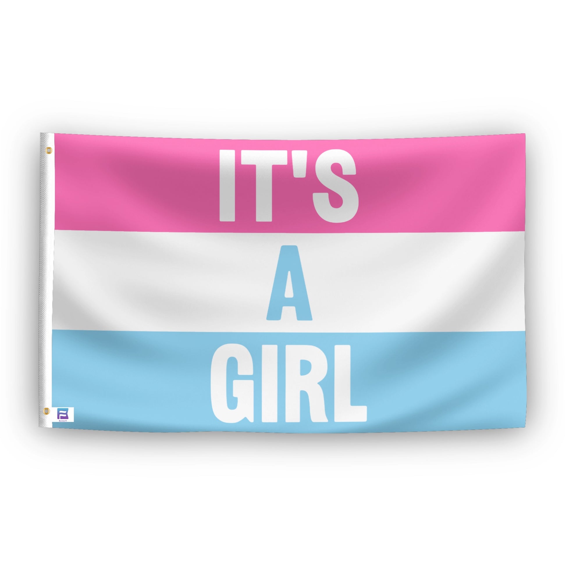 It's A Girl flag – weatherproof polyester with brass grommets and canvas header | Bannerfi